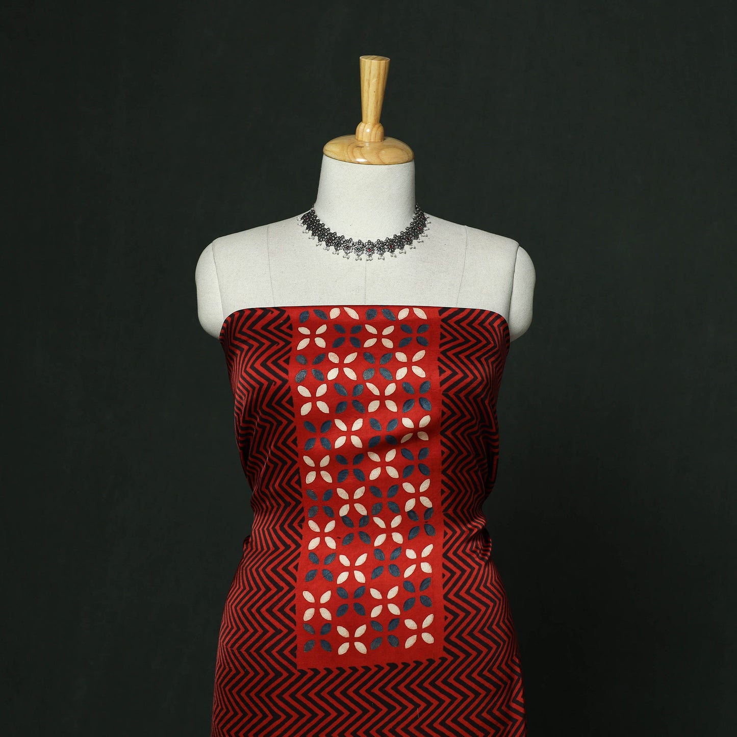 Kutch hand block ajrakh print natural dyed modal silk 2pc