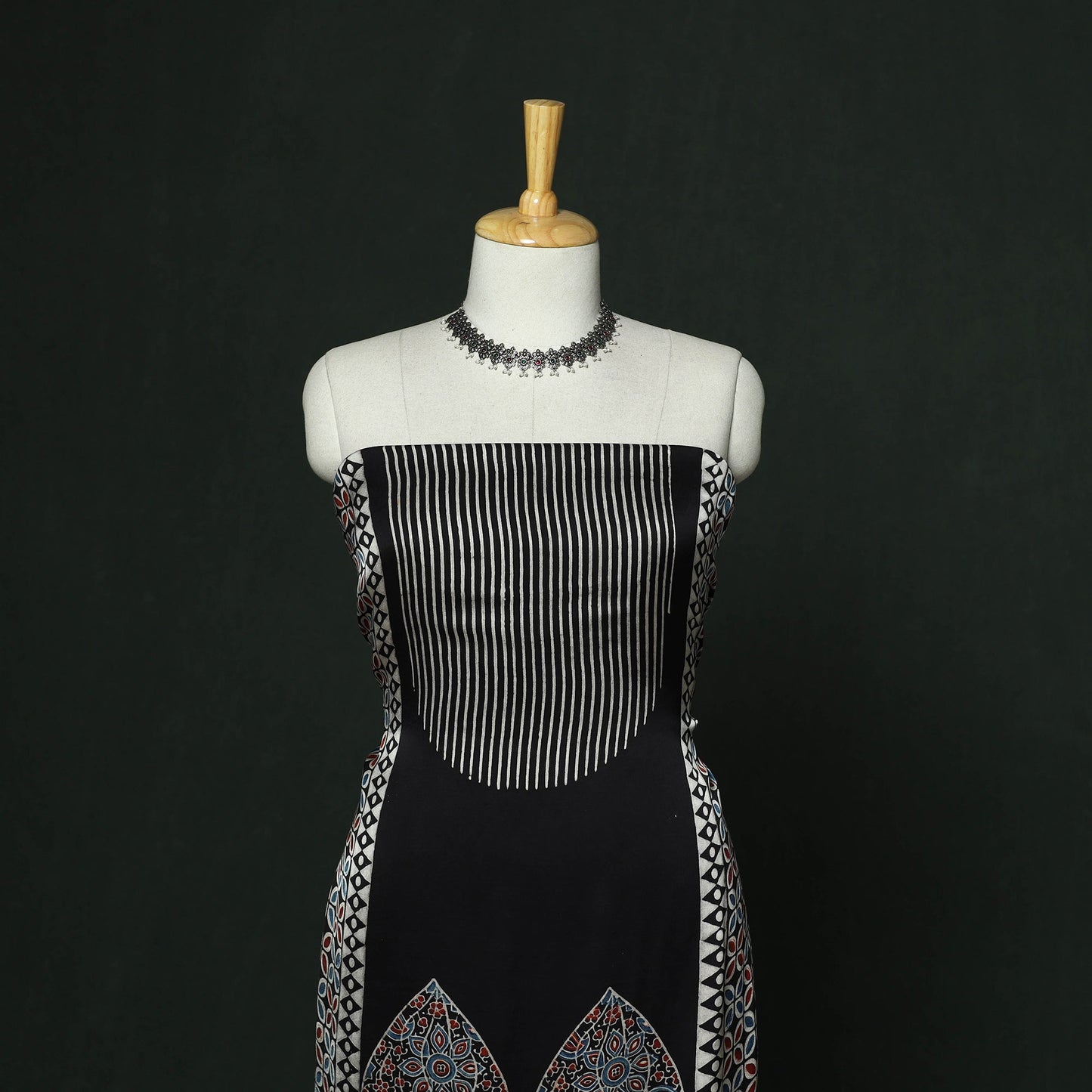 Kutch hand block ajrakh print natural dyed modal silk 2pc