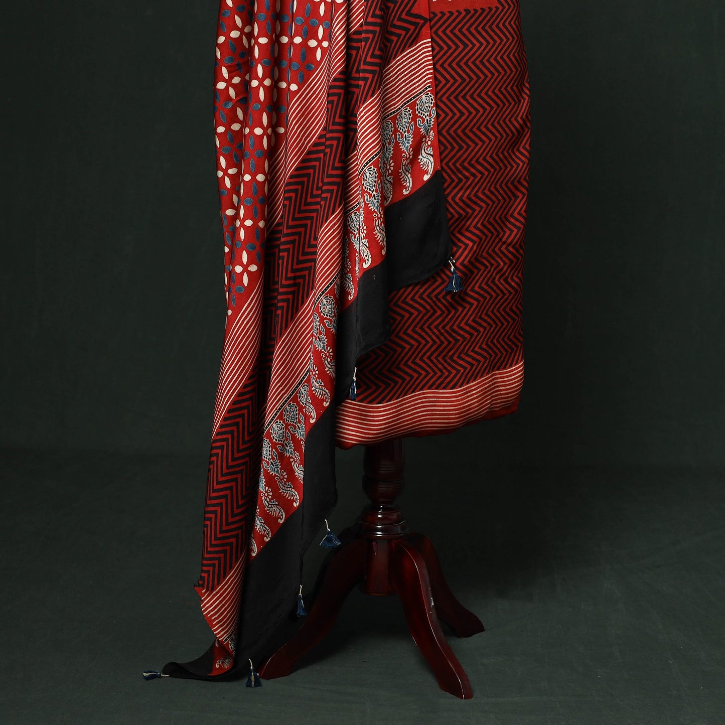 Kutch hand block ajrakh print natural dyed modal silk 2pc