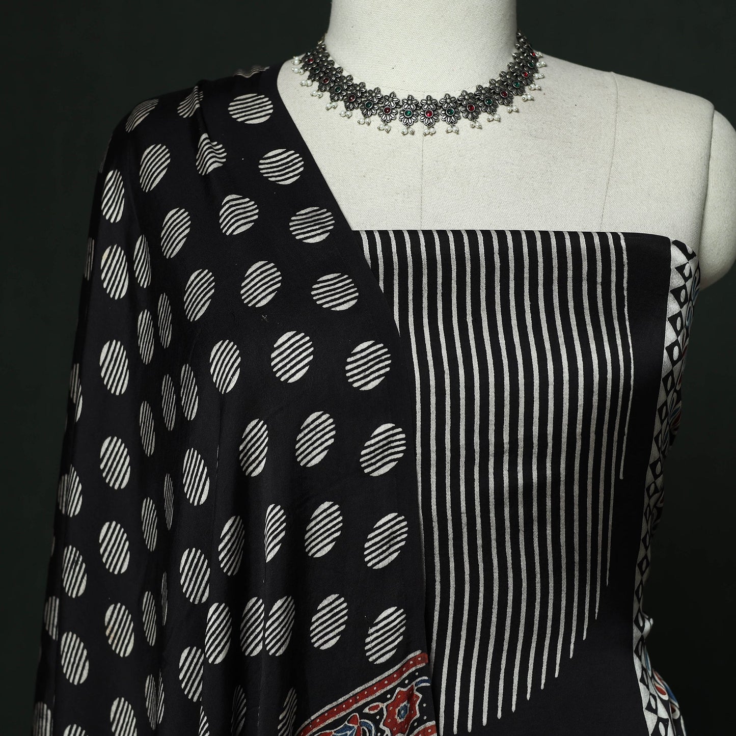 Kutch hand block ajrakh print natural dyed modal silk 2pc