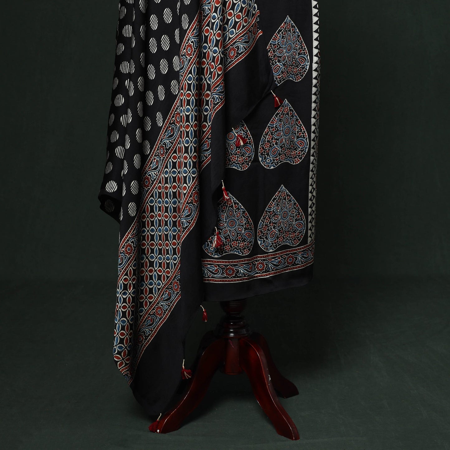 Kutch hand block ajrakh print natural dyed modal silk 2pc