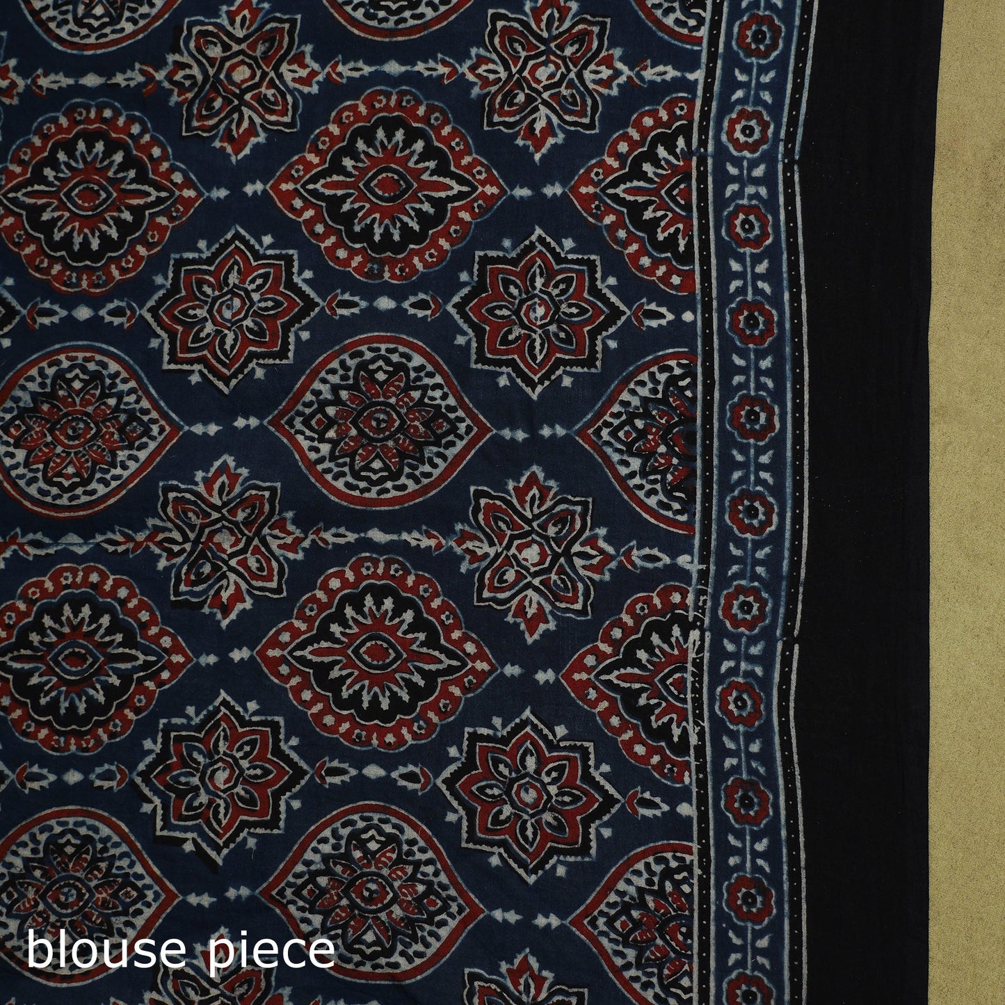 Kutch hand block print natural dyed pure mul cotton ajrakh