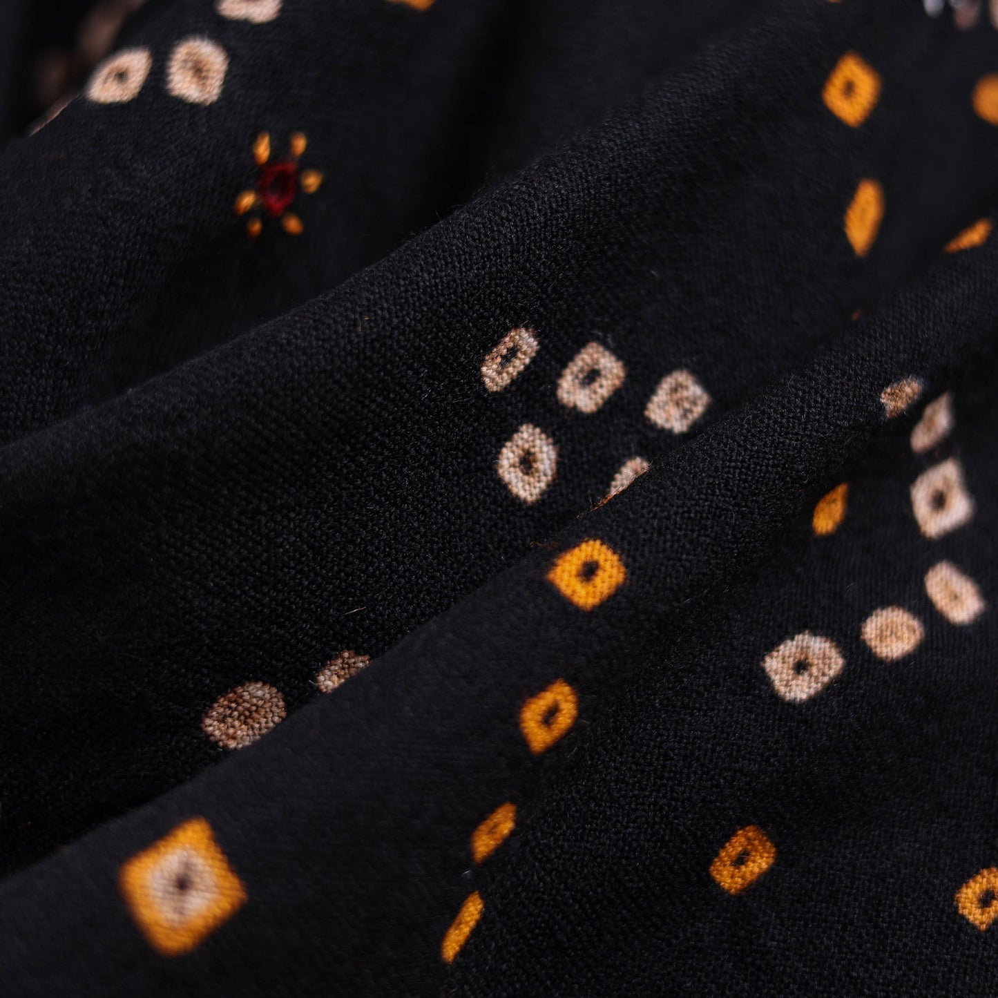 Kutch mirror work handwoven bandhani bagida merino wool