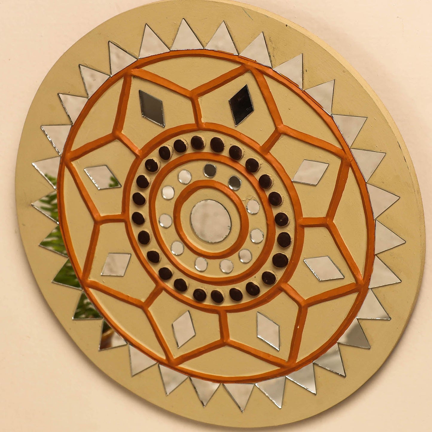 Kutch Mud Mirror Work Lippan Art Wall Frame