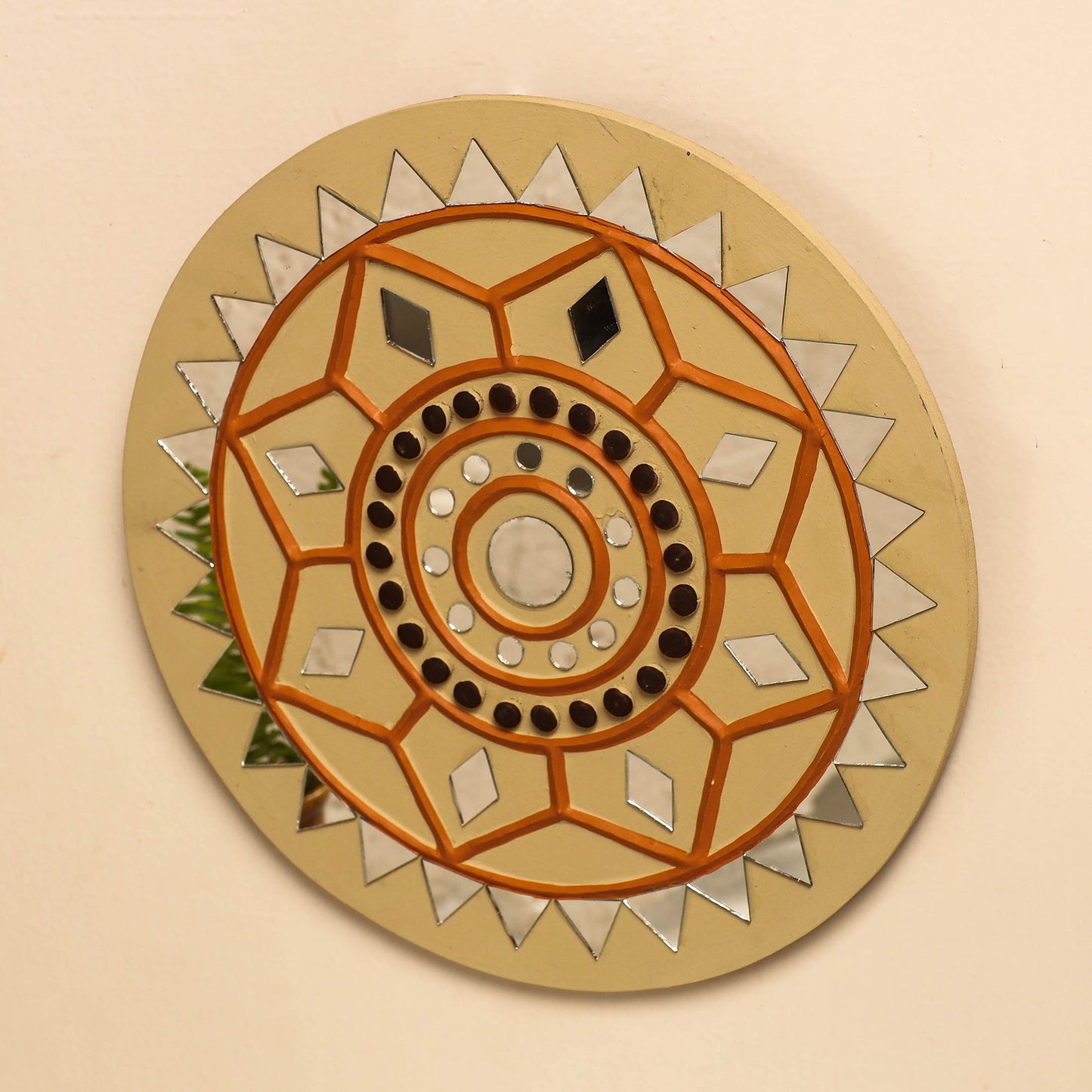 Kutch Mud Mirror Work Lippan Art Wall Frame
