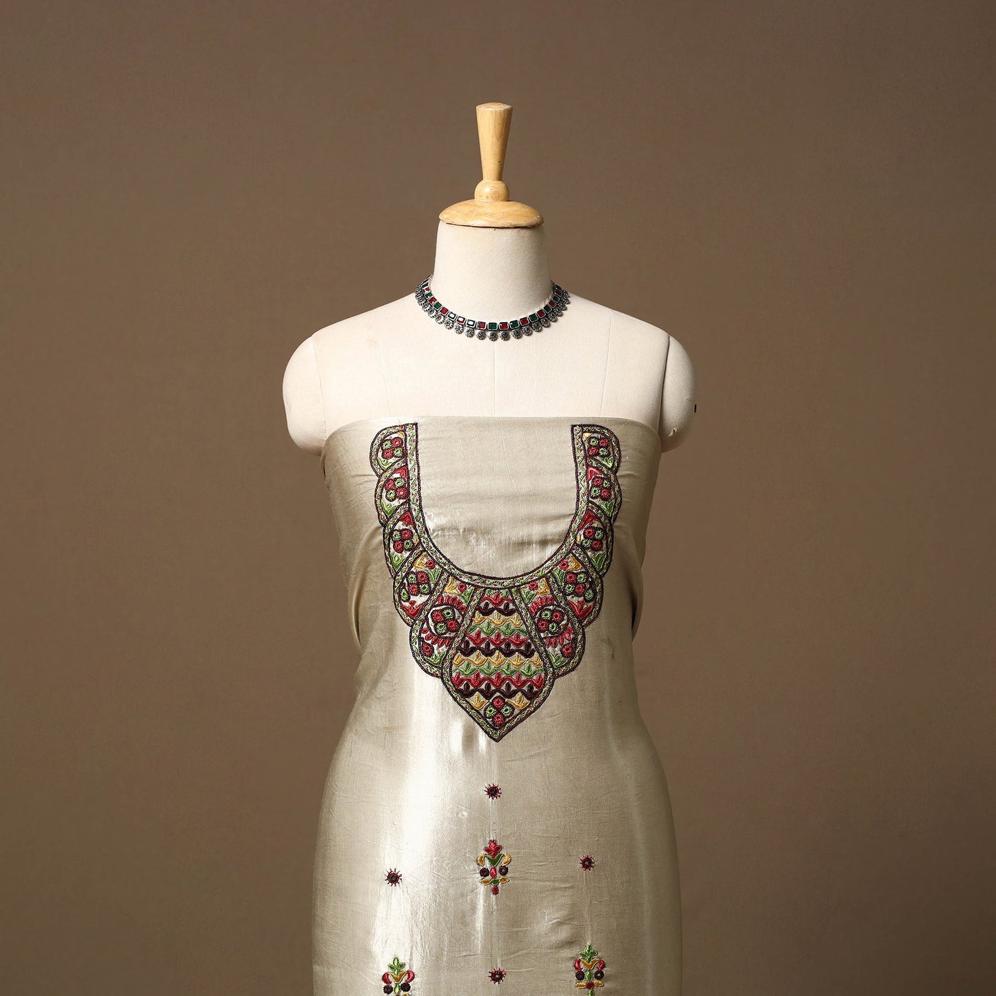 Kutch pakko hand embroidery mashru silk unstitched kurta