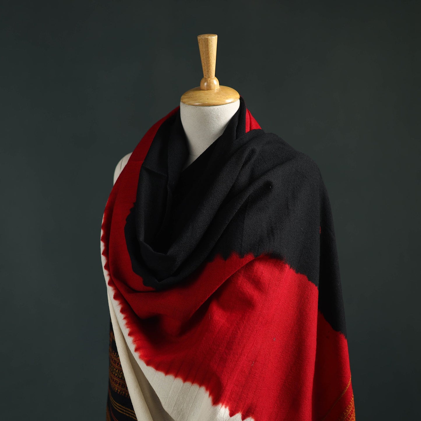 Kutch shibori tie-dye handwoven merino wool shawl 03