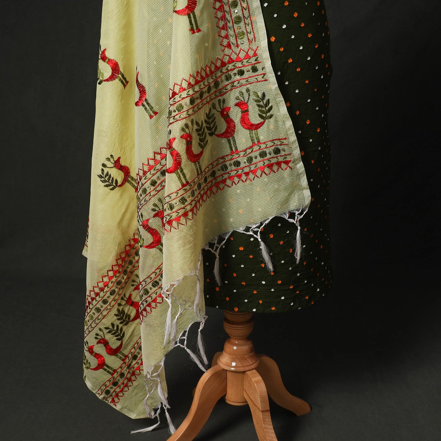 Kutch tie-dye cotton bandhani 2pc unstitched dress material