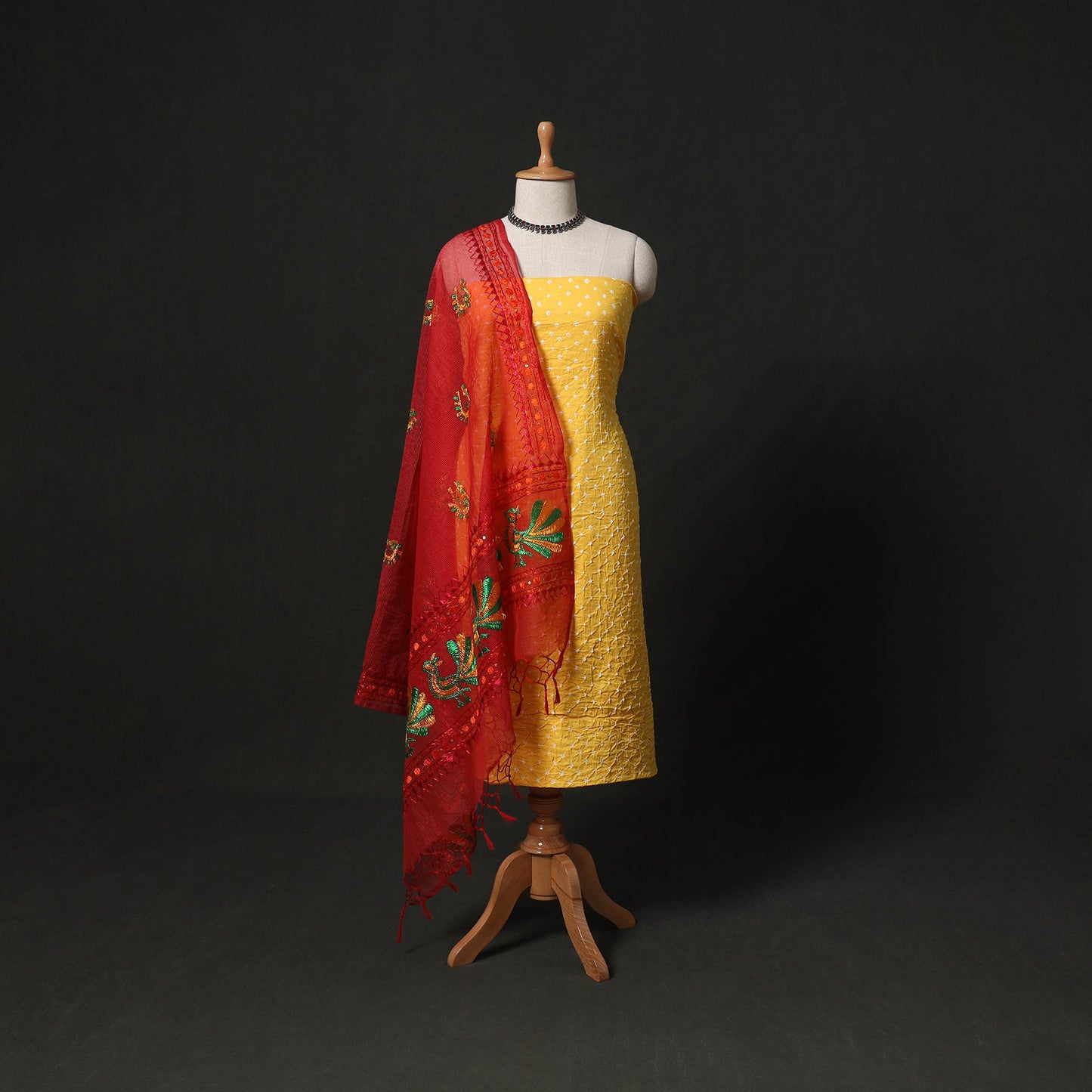 Kutch tie-dye cotton bandhani 2pc unstitched dress material