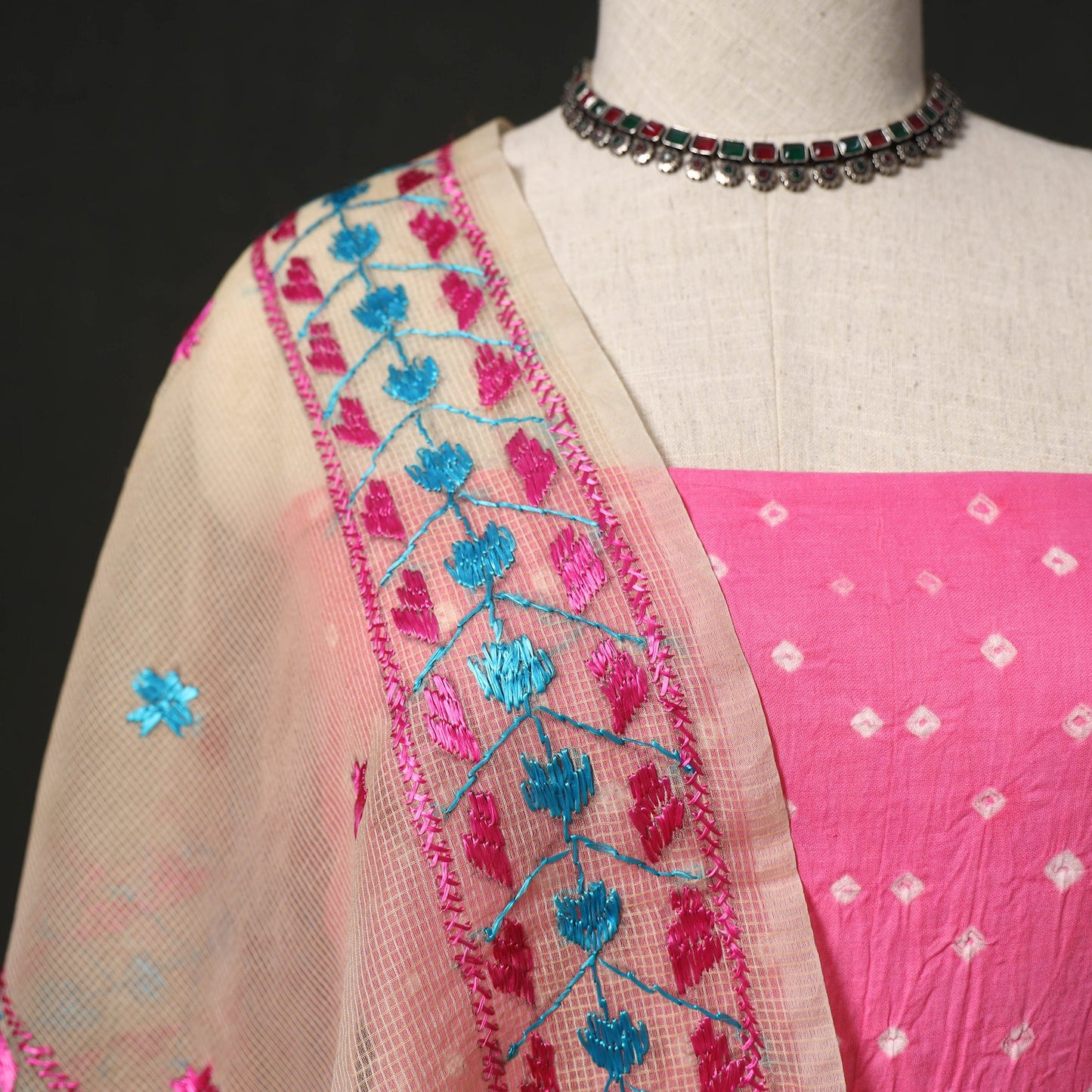 Kutch tie-dye cotton bandhani 2pc unstitched dress material