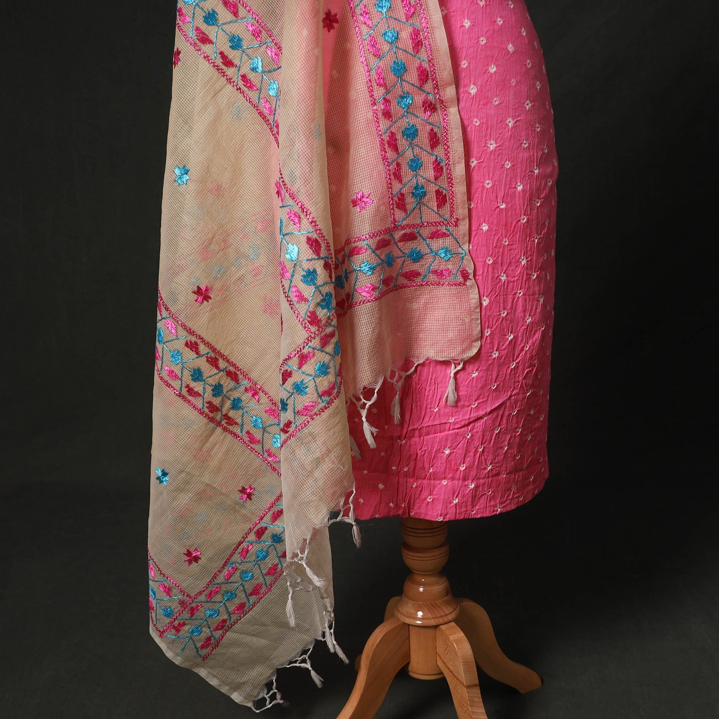 Kutch tie-dye cotton bandhani 2pc unstitched dress material