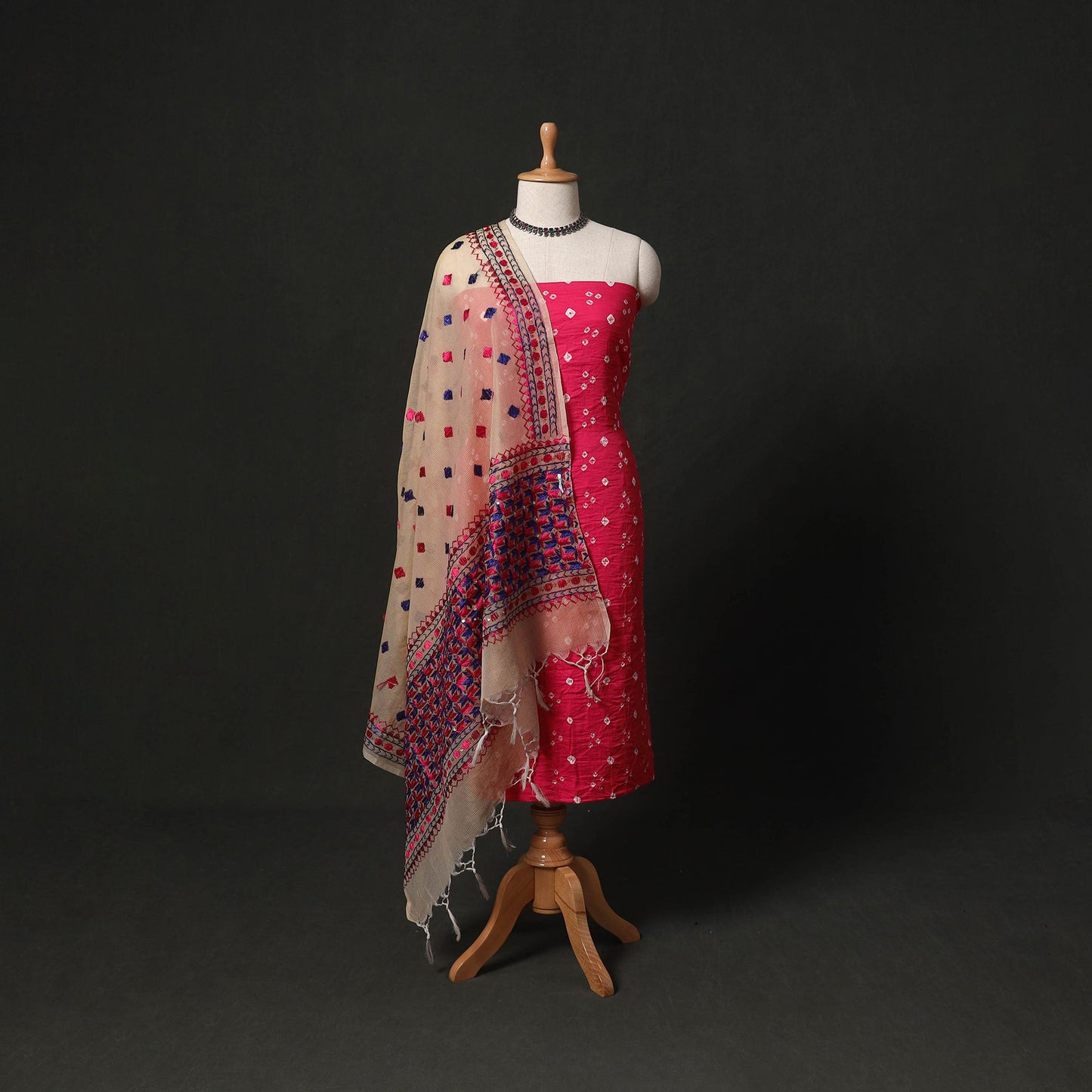 Kutch tie-dye cotton bandhani 2pc unstitched dress material