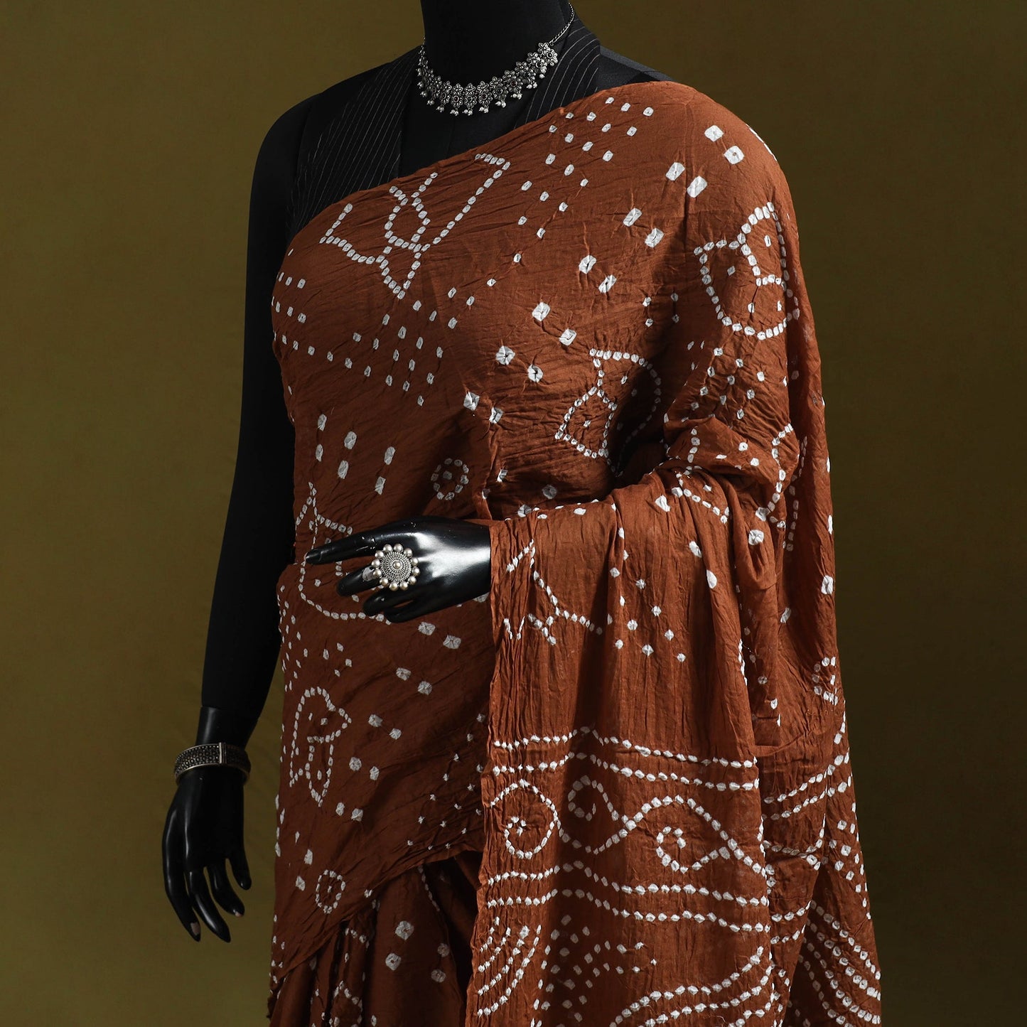 Kutch tie-dye pure cotton bandhani saree 08 - handcrafted