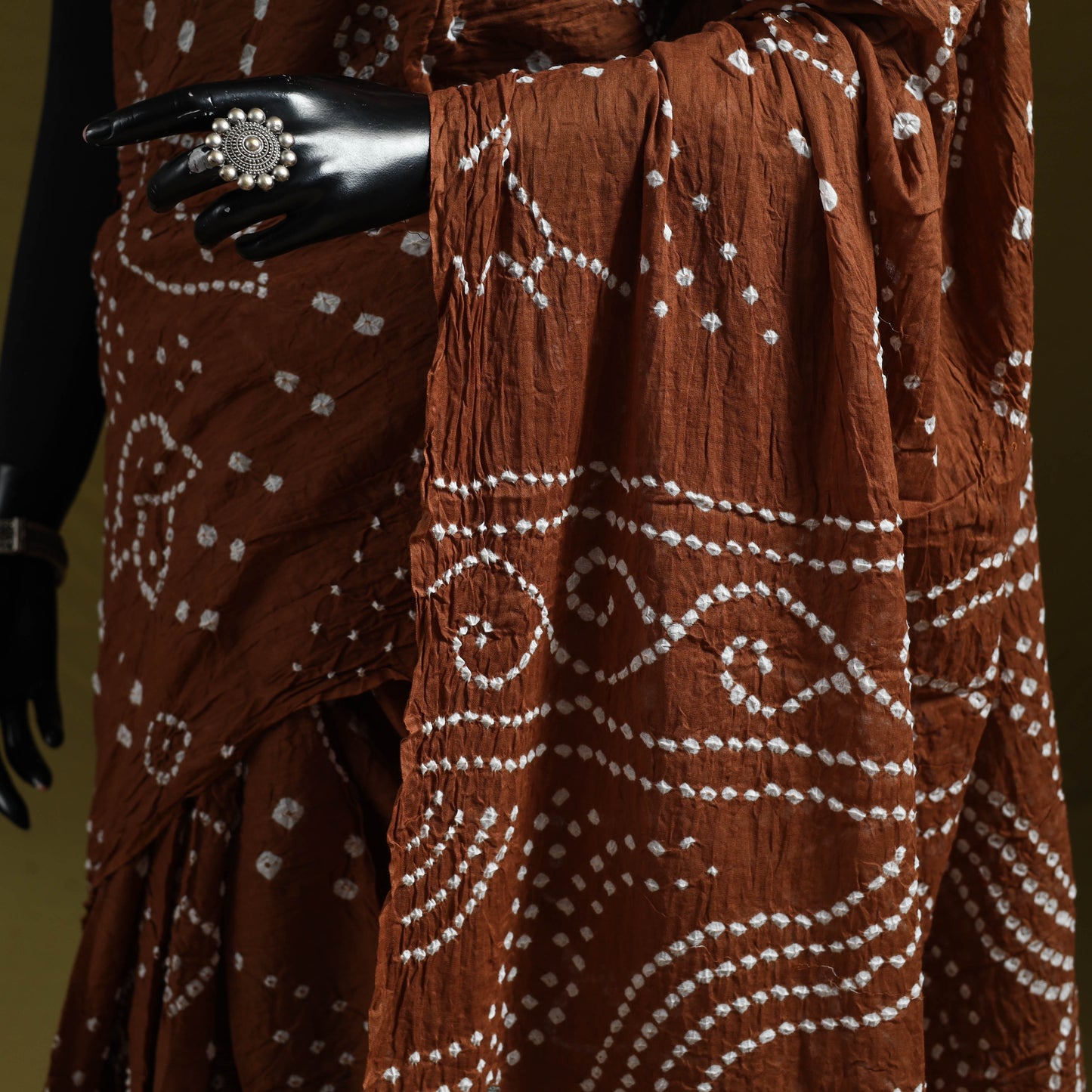 Kutch tie-dye pure cotton bandhani saree 08 - handcrafted