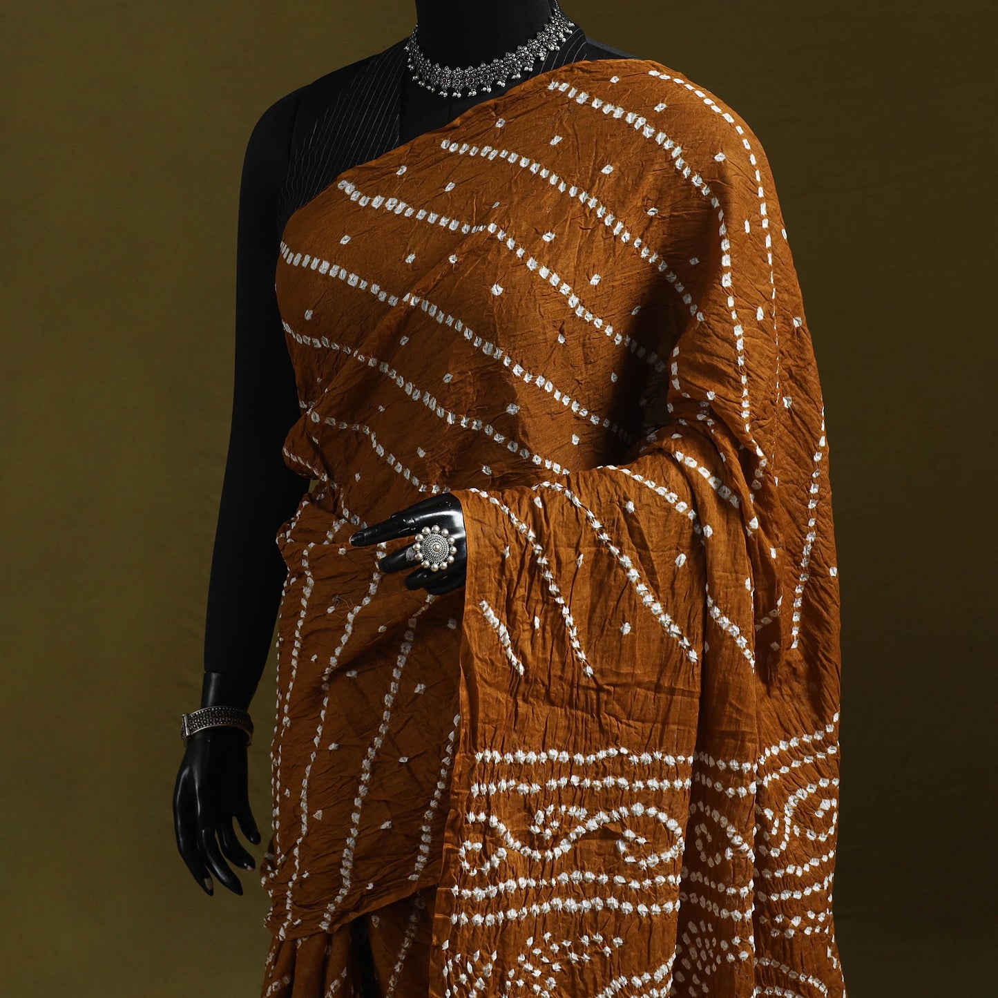 Kutch tie-dye pure cotton bandhani saree 14 - handcrafted