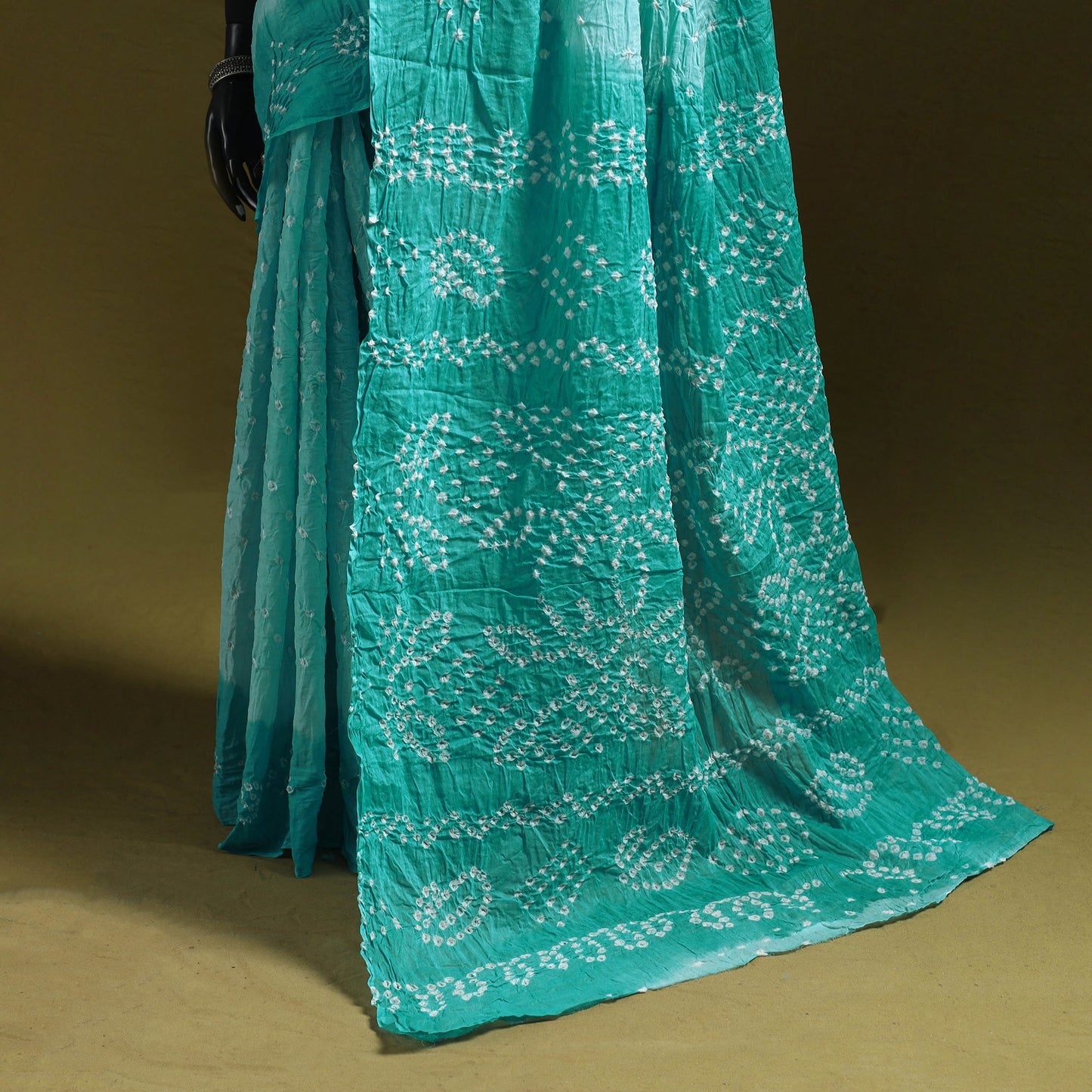 Kutch tie-dye pure cotton bandhani saree 31 - handcrafted