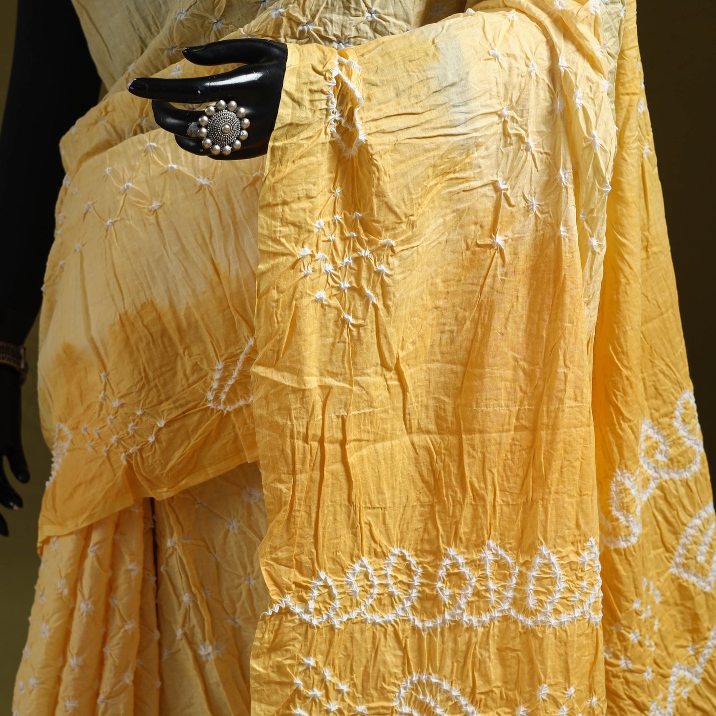 Kutch tie-dye pure cotton bandhani saree 32 - handcrafted