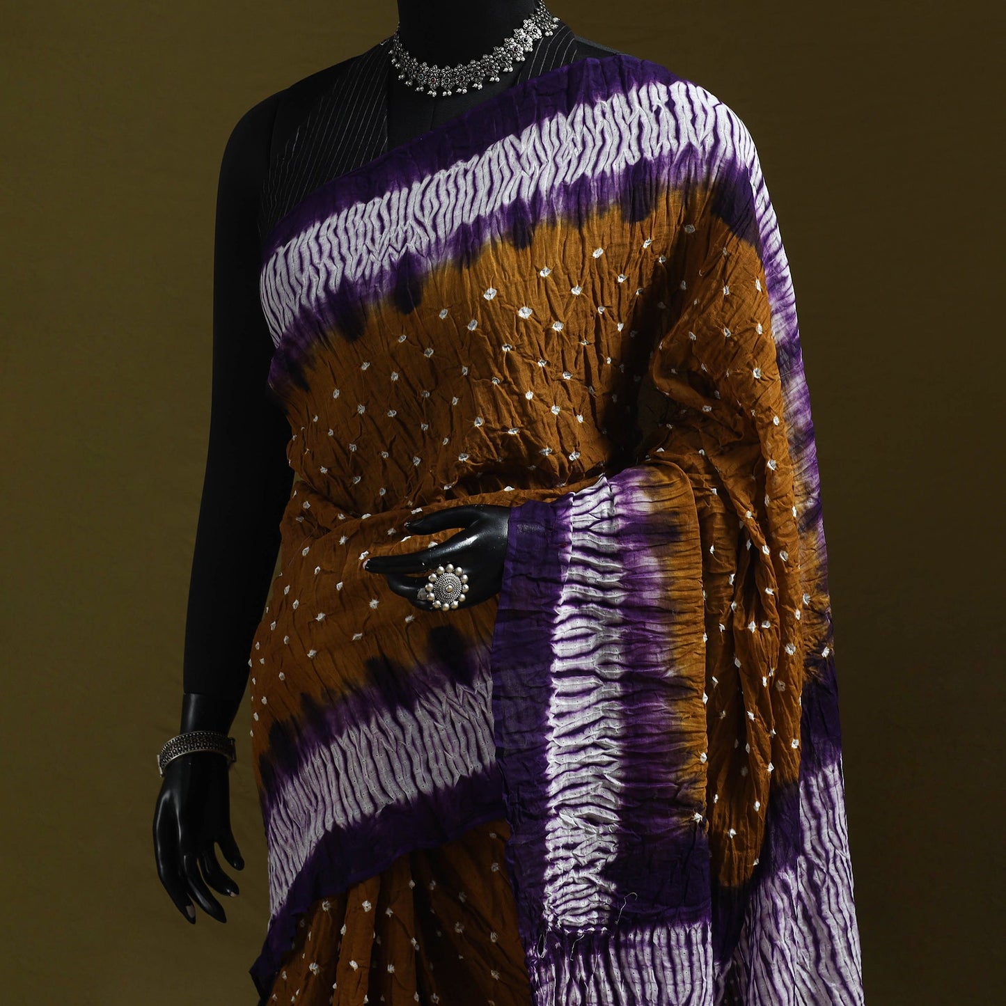 Kutch tie-dye pure cotton bandhani saree 36 - handcrafted