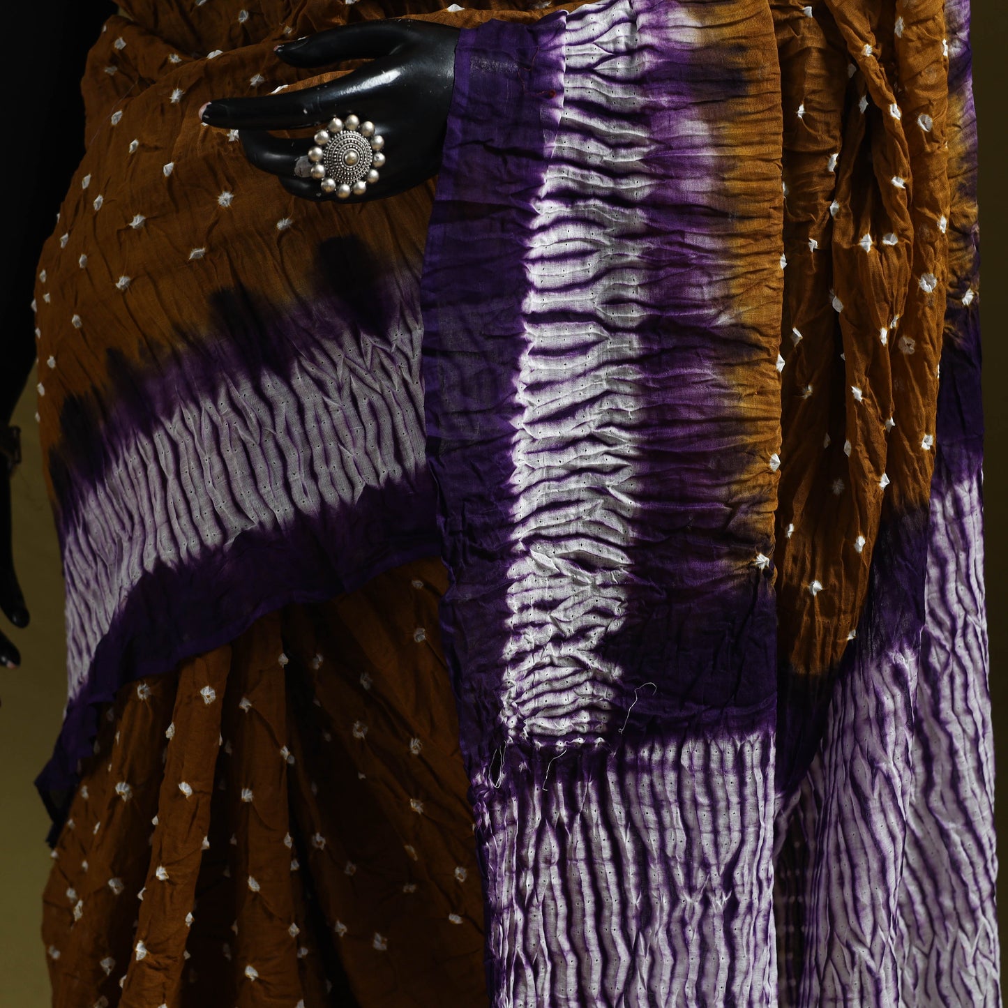 Kutch tie-dye pure cotton bandhani saree 36 - handcrafted