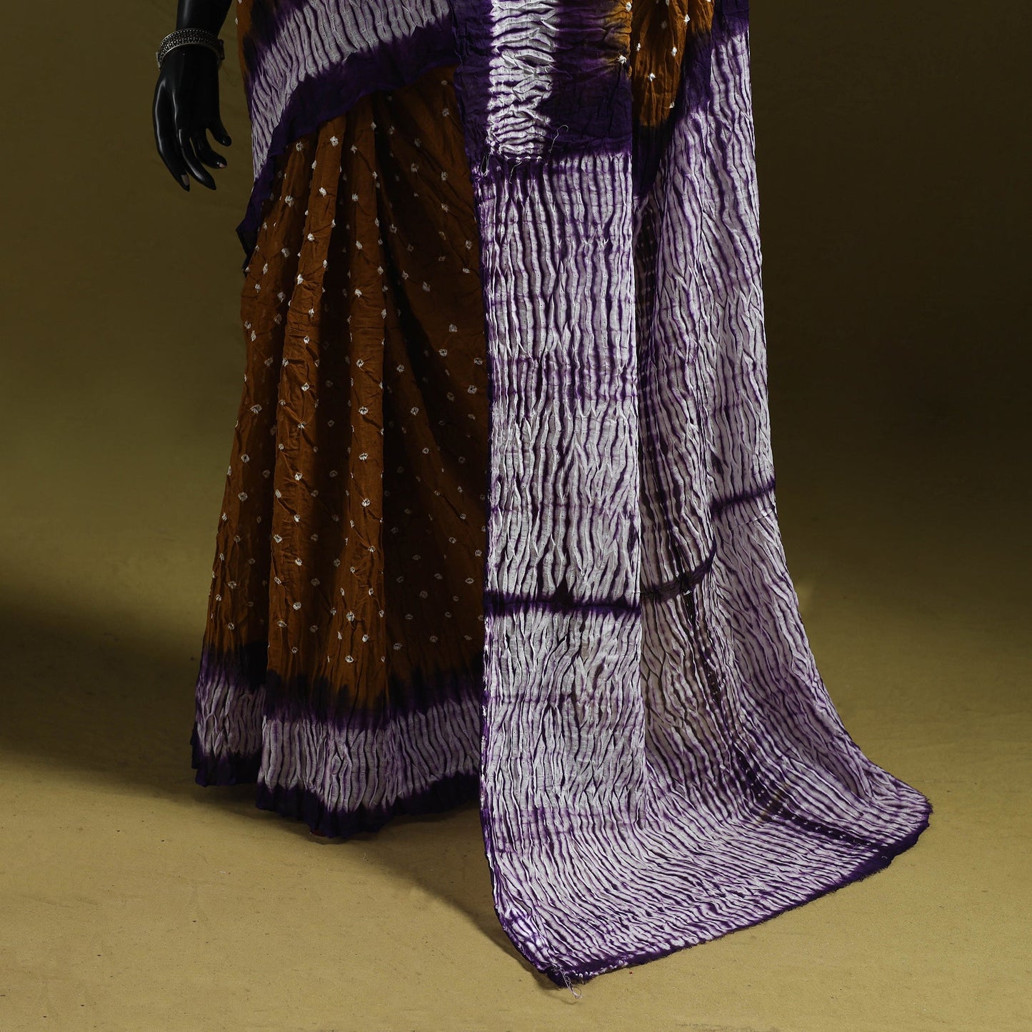 Kutch tie-dye pure cotton bandhani saree 36 - handcrafted