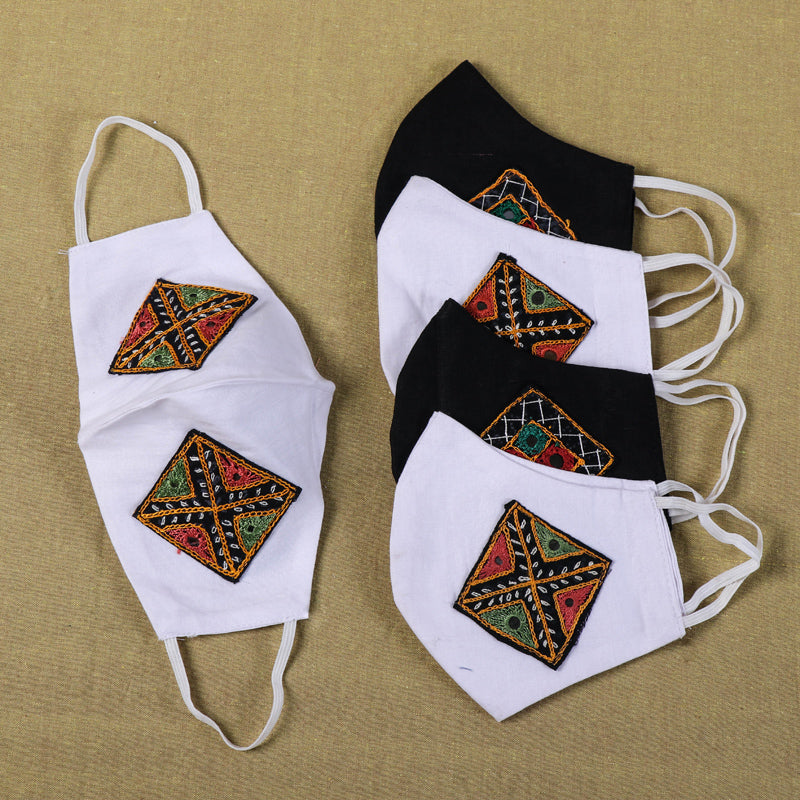 Kutchi Embroidery Patch Cotton 2 Layer Face Cover