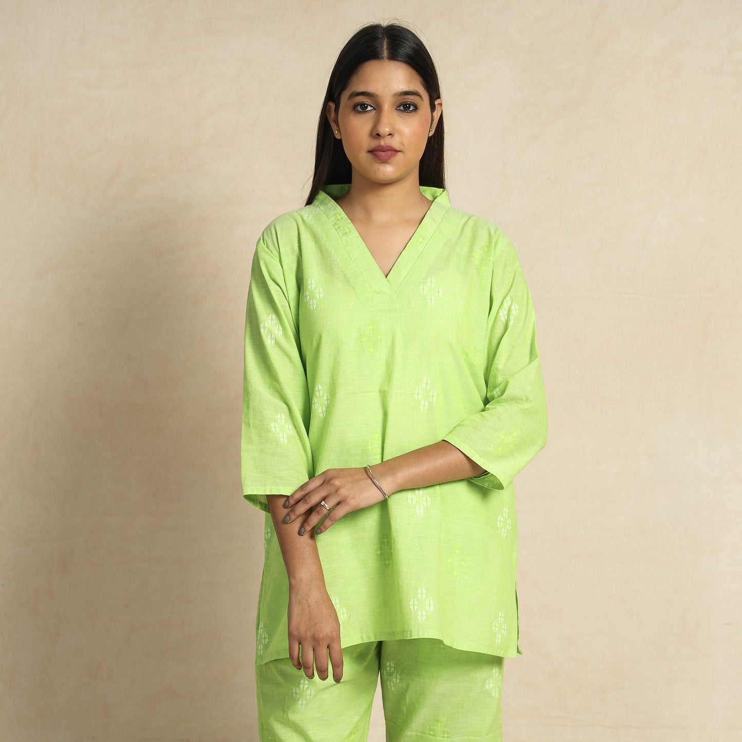 Buy Jacquard Cotton Top & Pyjama Night Suit Set Online at iTokri.com