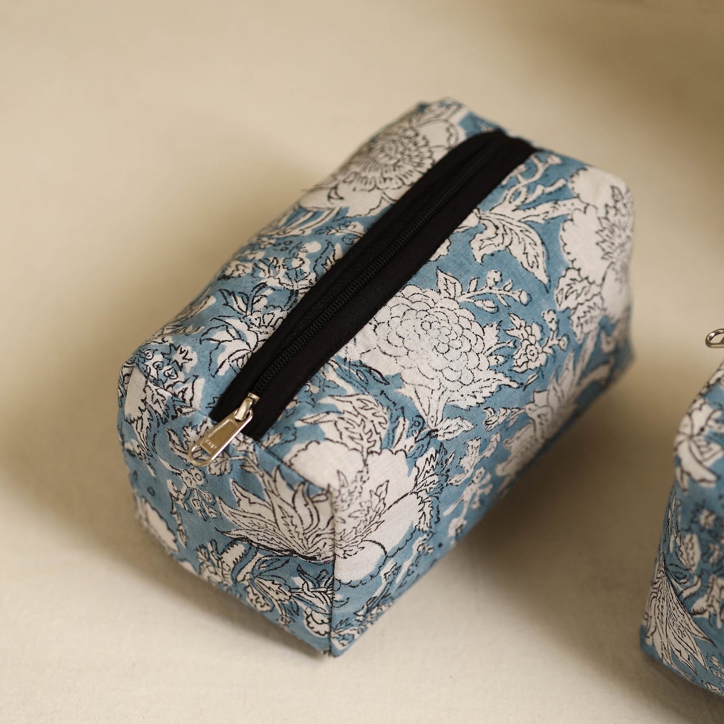Light Blue Handmade Cotton Toiletry Bags (Set of 3)