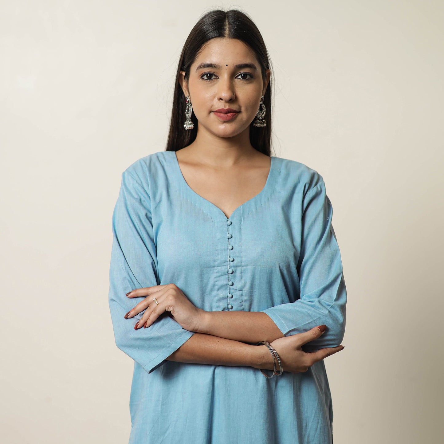 Plain Cotton Long Straight Kurta 05
