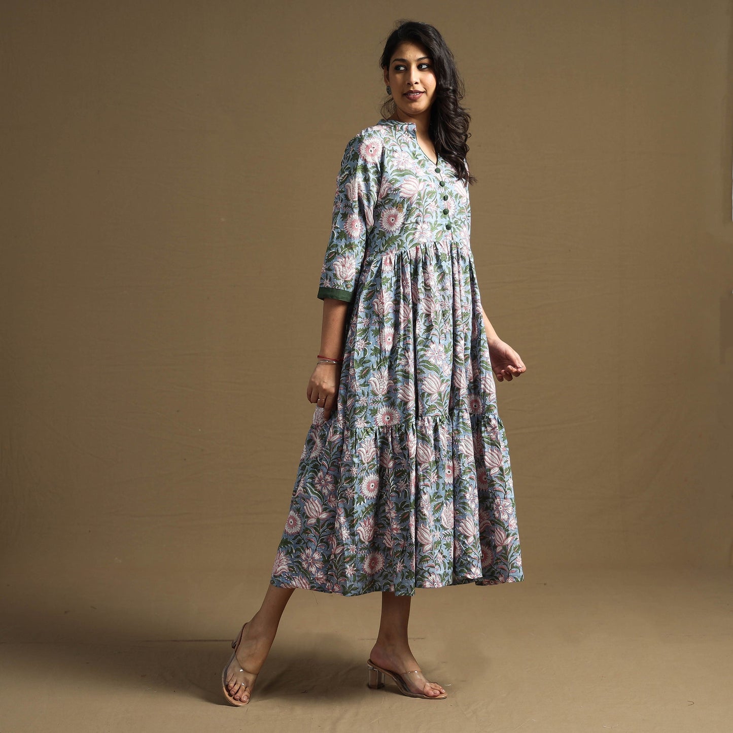 Buy Sanganeri Block Printed Cotton Flared Dress Online at iTokri.com