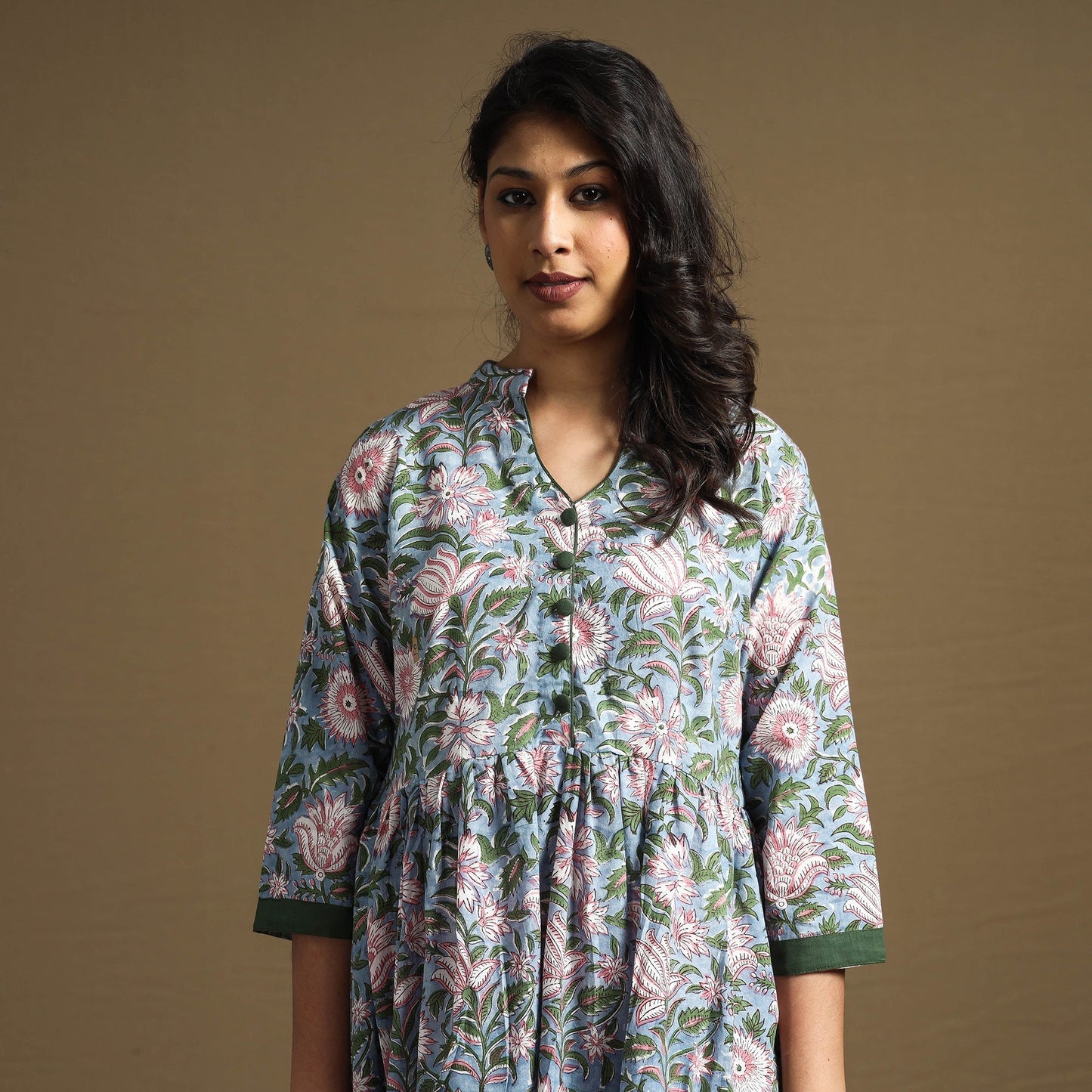 Buy Sanganeri Block Printed Cotton Flared Dress Online at iTokri.com