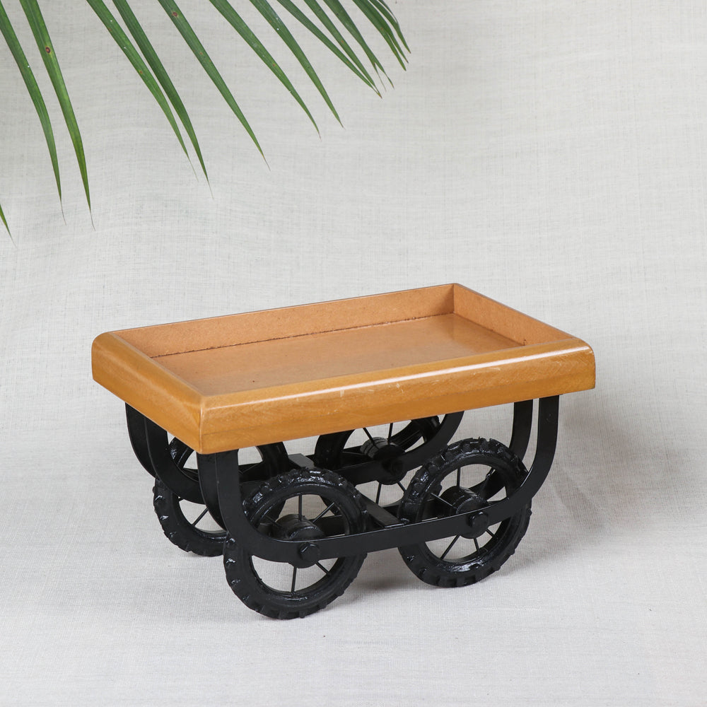 Light Brown Serving Cart - Handcrafted with MDF Wood