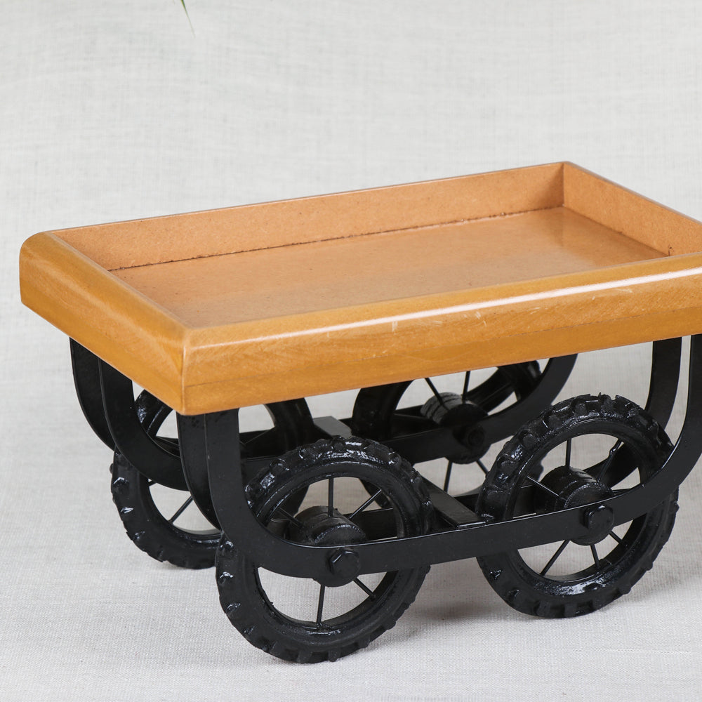Light Brown Serving Cart - Handcrafted with MDF Wood