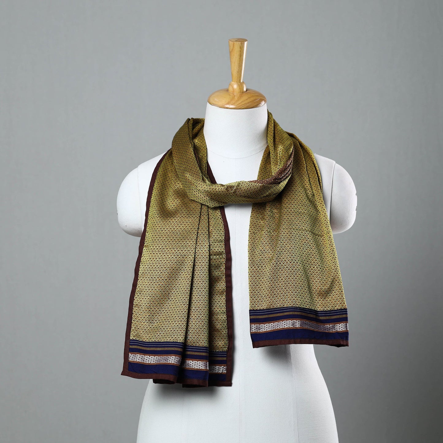 Light green - cotton khun weave stole 05 - handcrafted
