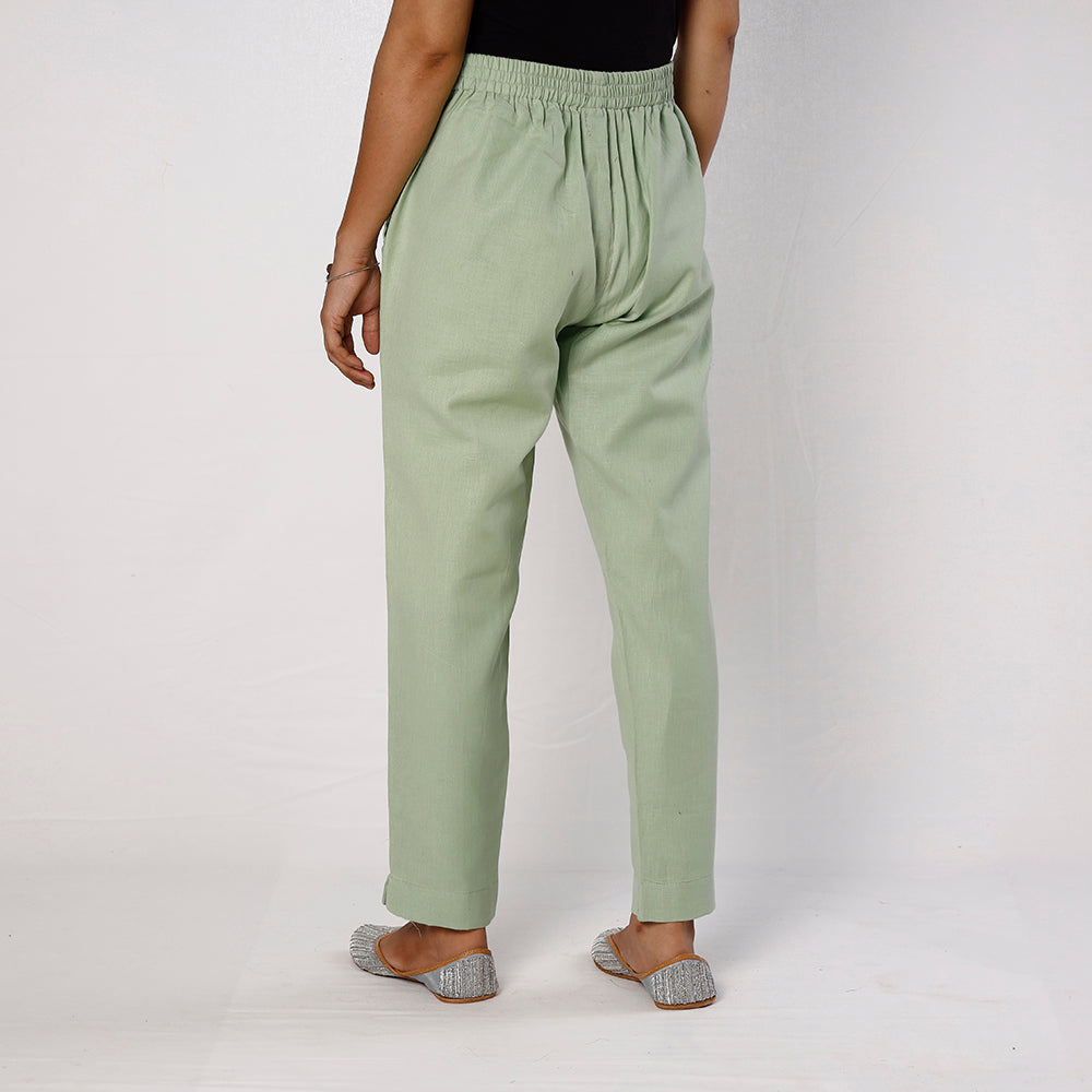 Buy Light Green Flex Cotton Tapered Casual Pant for Women Online l iTokri.com