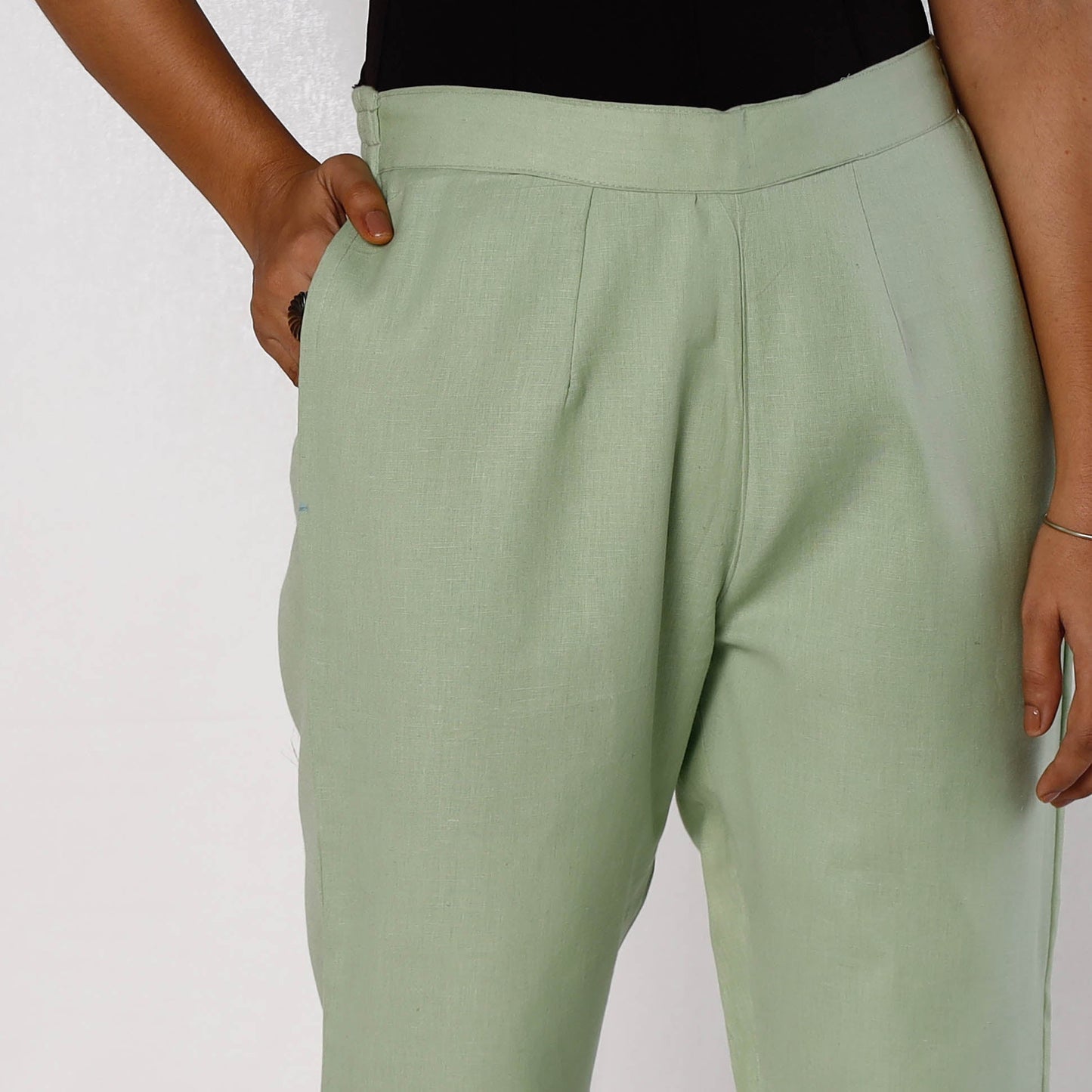 Buy Light Green Flex Cotton Tapered Casual Pant for Women Online l iTokri.com