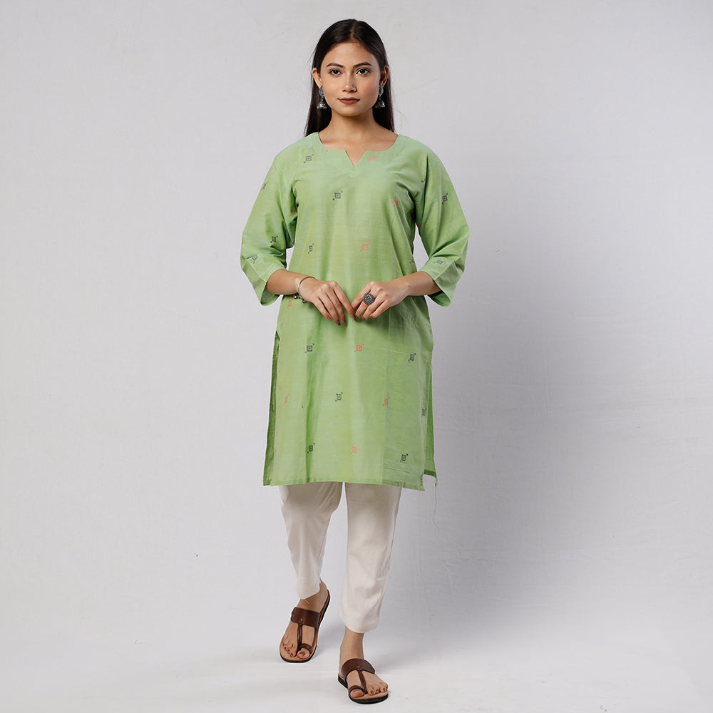 iTokri Casuals - Jamdani Handloom Cotton Short Kurta for Women