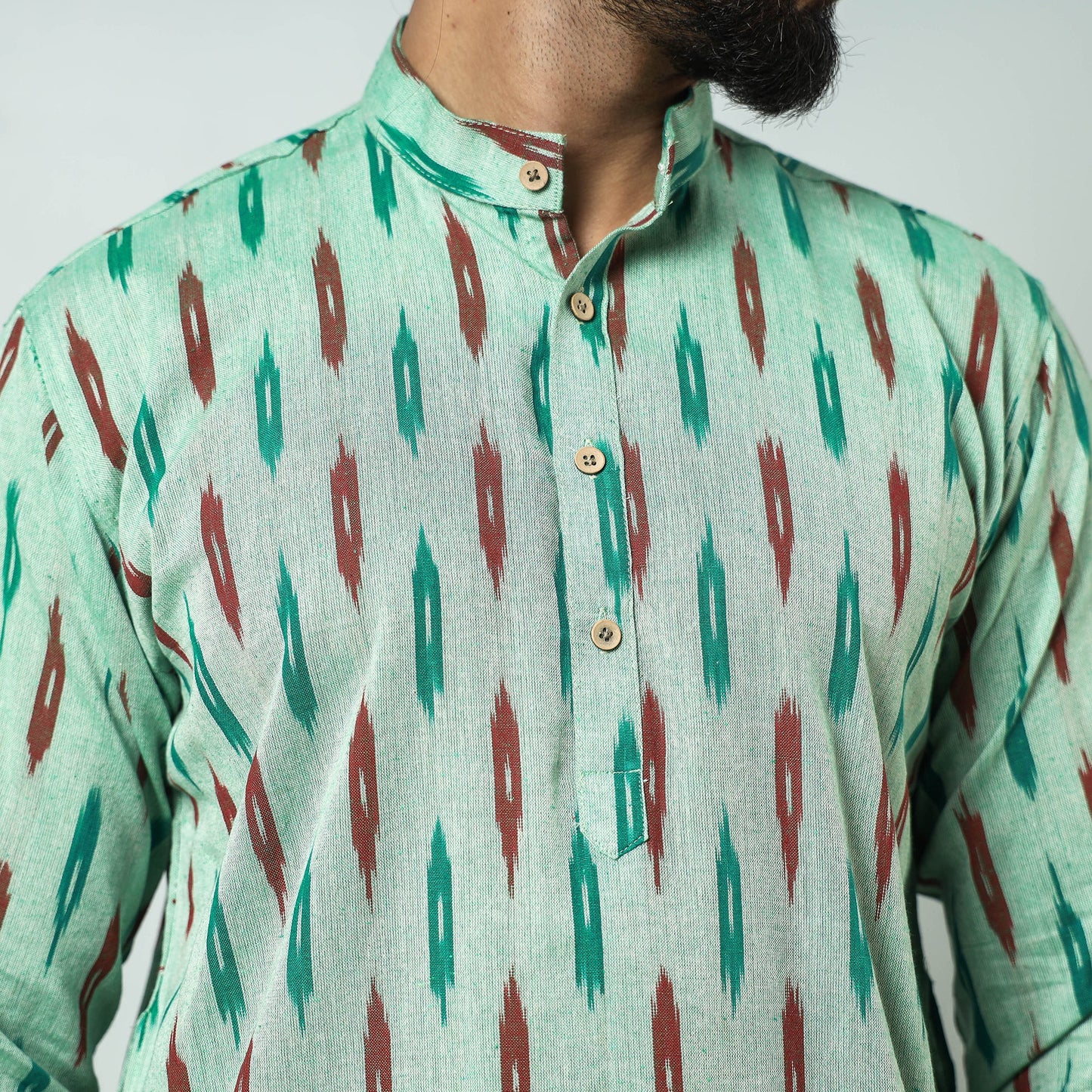 Buy Pochampally Ikat weave Cotton Men's Short Kurta Online at iTokri.com