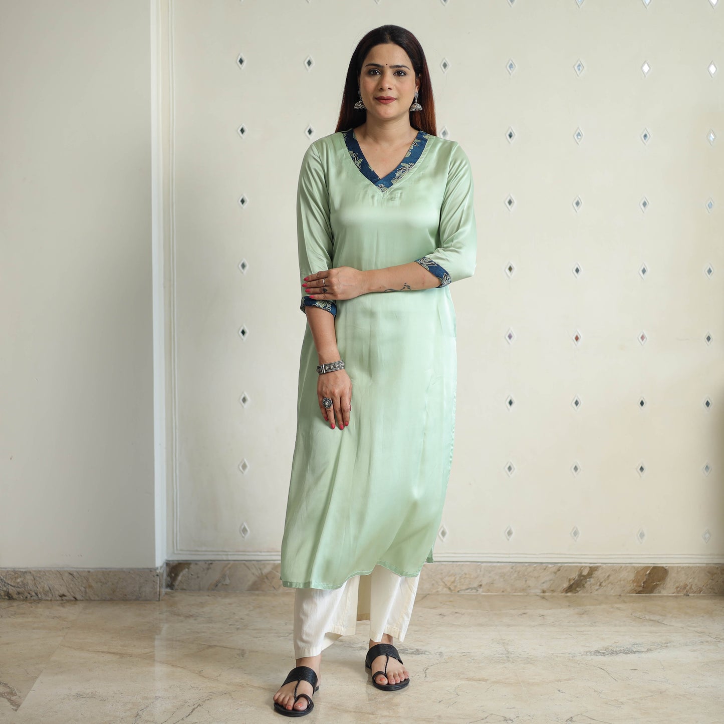 Modal Silk Plain Long Straight Kurta 14