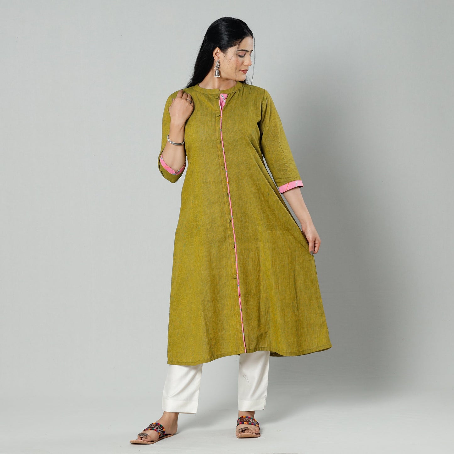 Plain Cotton Long Kurta Online at iTokri.com
