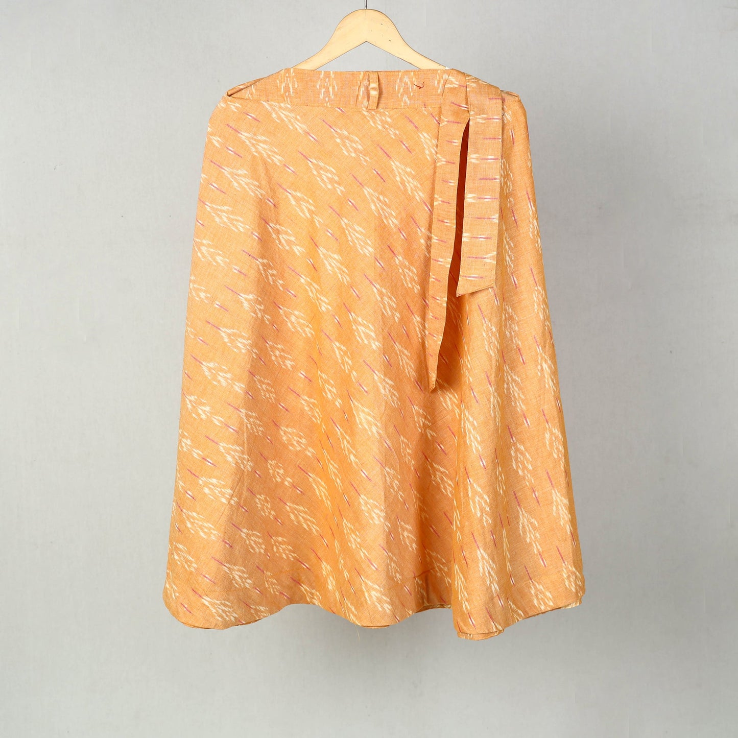 Light Orange Wrap Around Cotton Pochampally Ikat Skirt