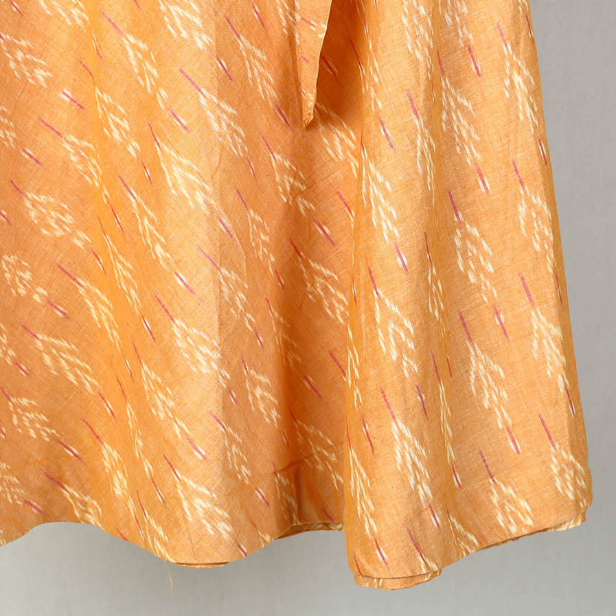 Light Orange Wrap Around Cotton Pochampally Ikat Skirt