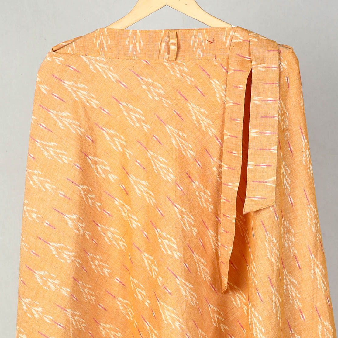Light Orange Wrap Around Cotton Pochampally Ikat Skirt