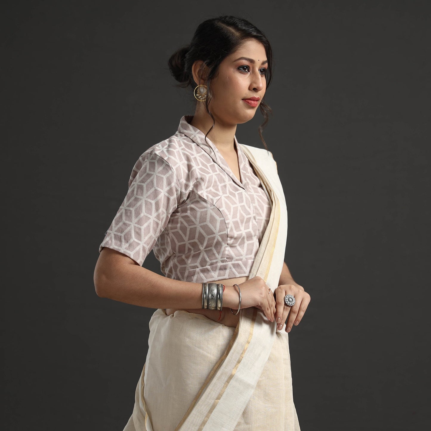 Buy Light Pink Banarasi Silk Zari Weave Stitched Blouse