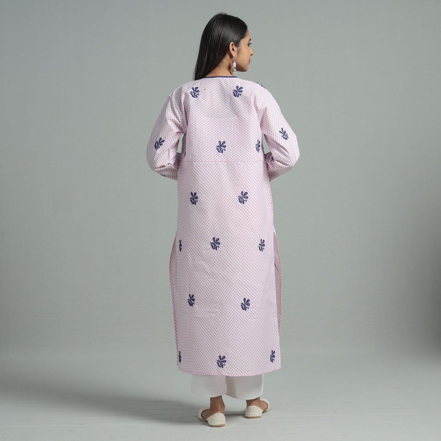 Chikankari Hand Embroidered Cotton Long Kurta for Women