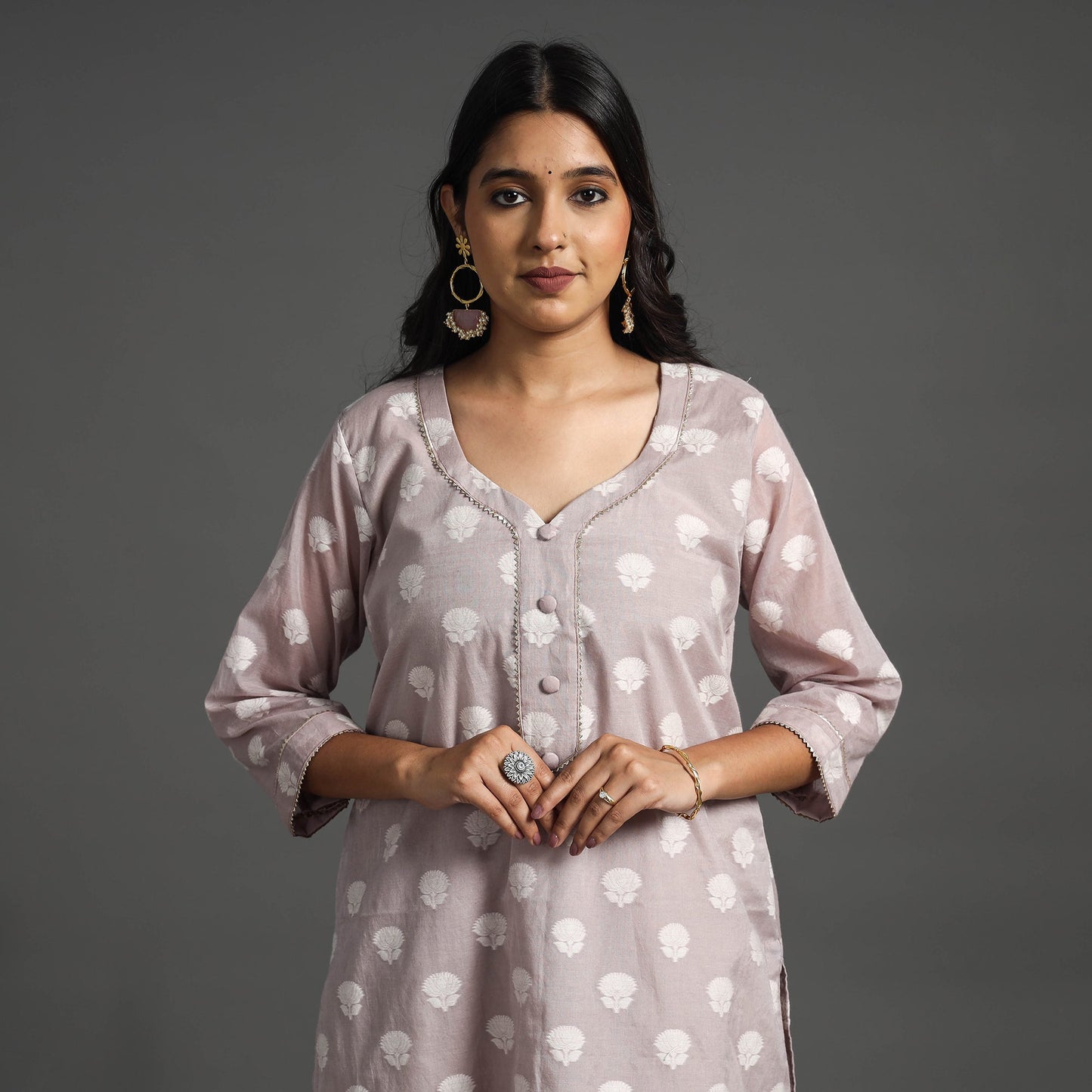 Buy Pink Handwoven Cutwork Cotton Banarasi Kurta Online