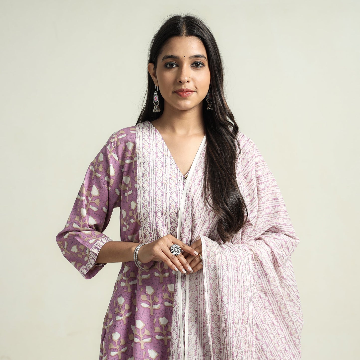 Jaipur Printed Kurta with Palazzo & Dupatta Set