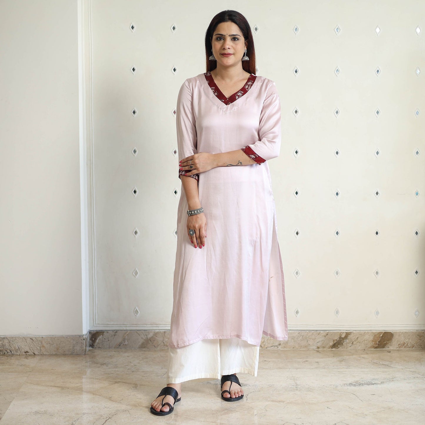 Buy Modal Silk Plain Long Straight Kurta 45 Online at iTokri.com