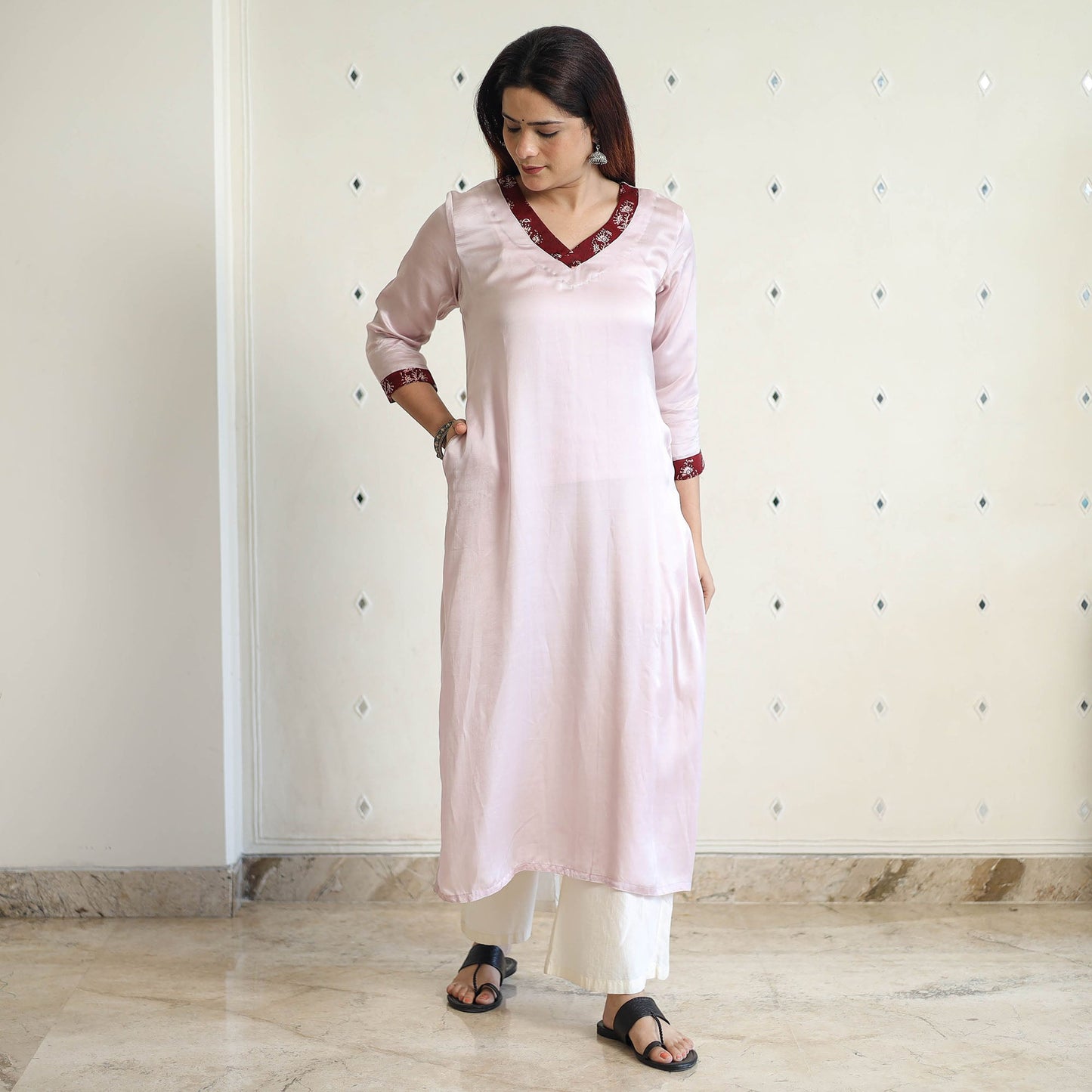 Buy Modal Silk Plain Long Straight Kurta 45 Online at iTokri.com