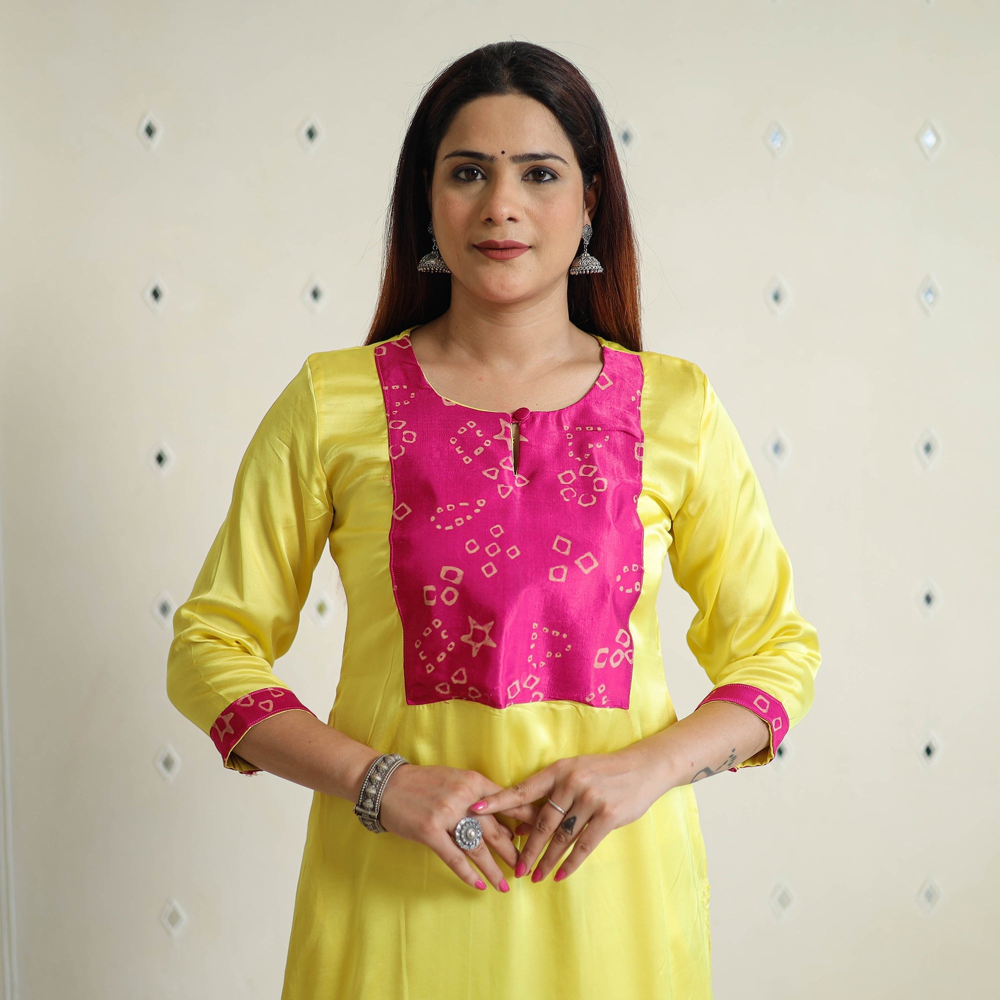 Light Yellow - Modal Silk Plain Long Straight Long Kurta 10