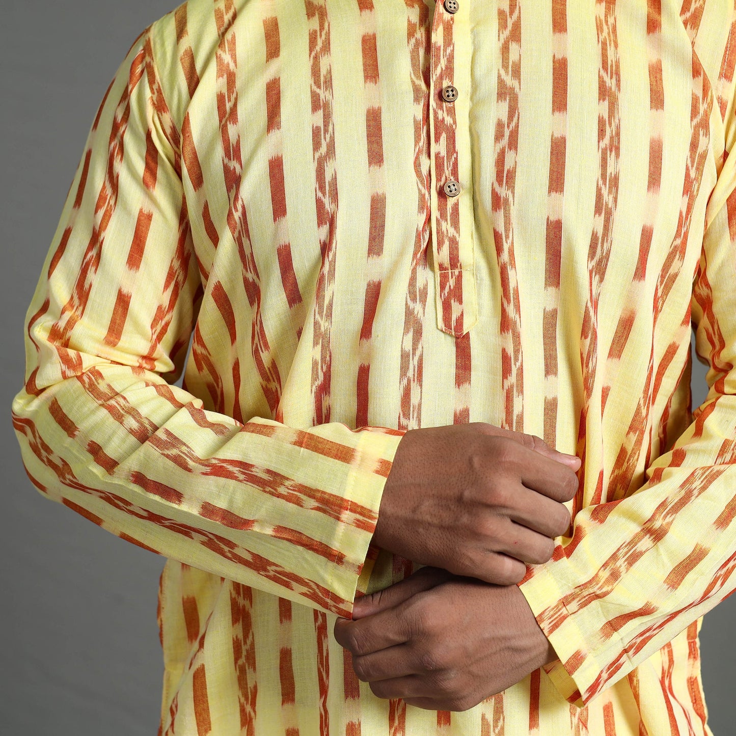 Sambalpuri Ikat Weave Cotton Men Short Kurta
